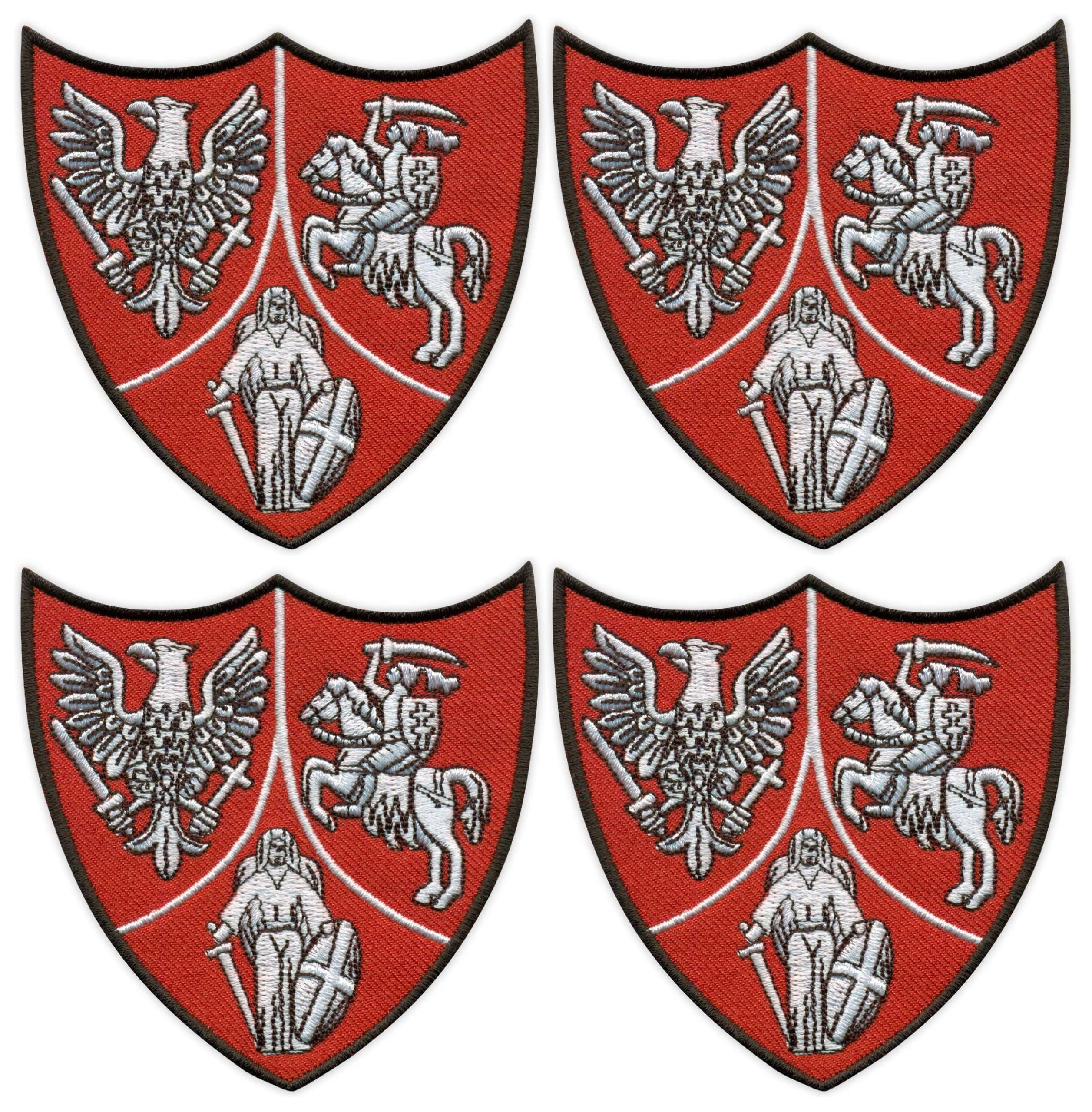 Set di quattro – Stemma Patchion del Commonwealth polacco-lituano-ruteno; retro termoadesivo – toppa ricamata/distintiva/emblema