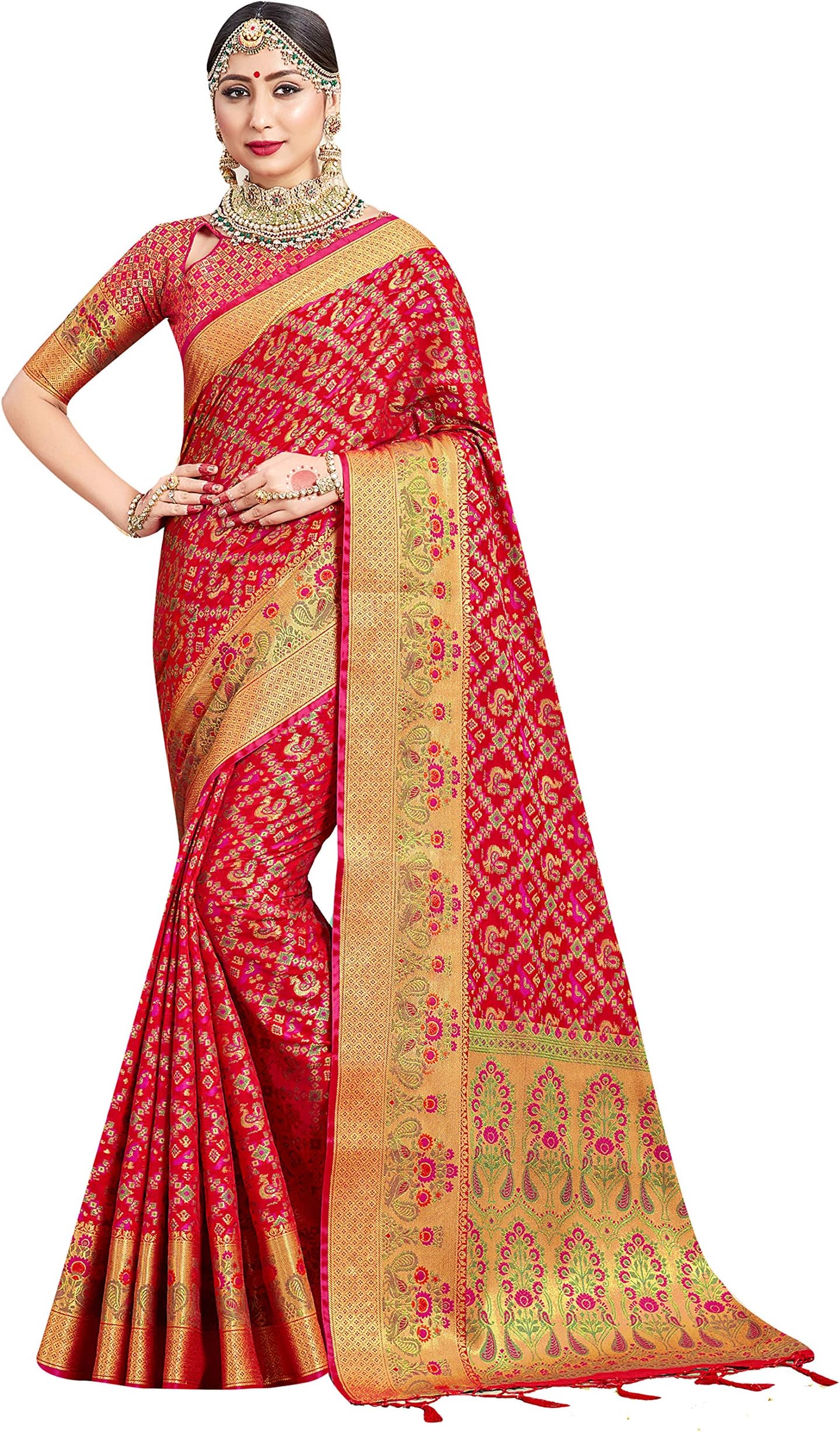 Sarees For Women Banarasi Art Silk Woven Saree - Ethnic Indian Gift Sari with Unstitched Blouse Piece