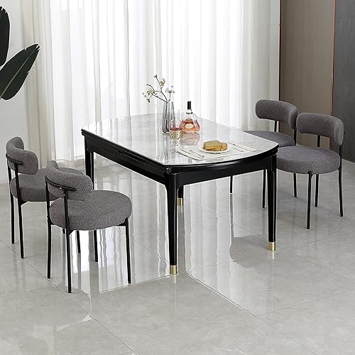 Miniatura 27 de DYHOME Juego de 4 sillas de comedor negras de bouclé, sillas de comedor tapizadas modernas con cojín de 10 cm de grosor y patas de metal resistentes