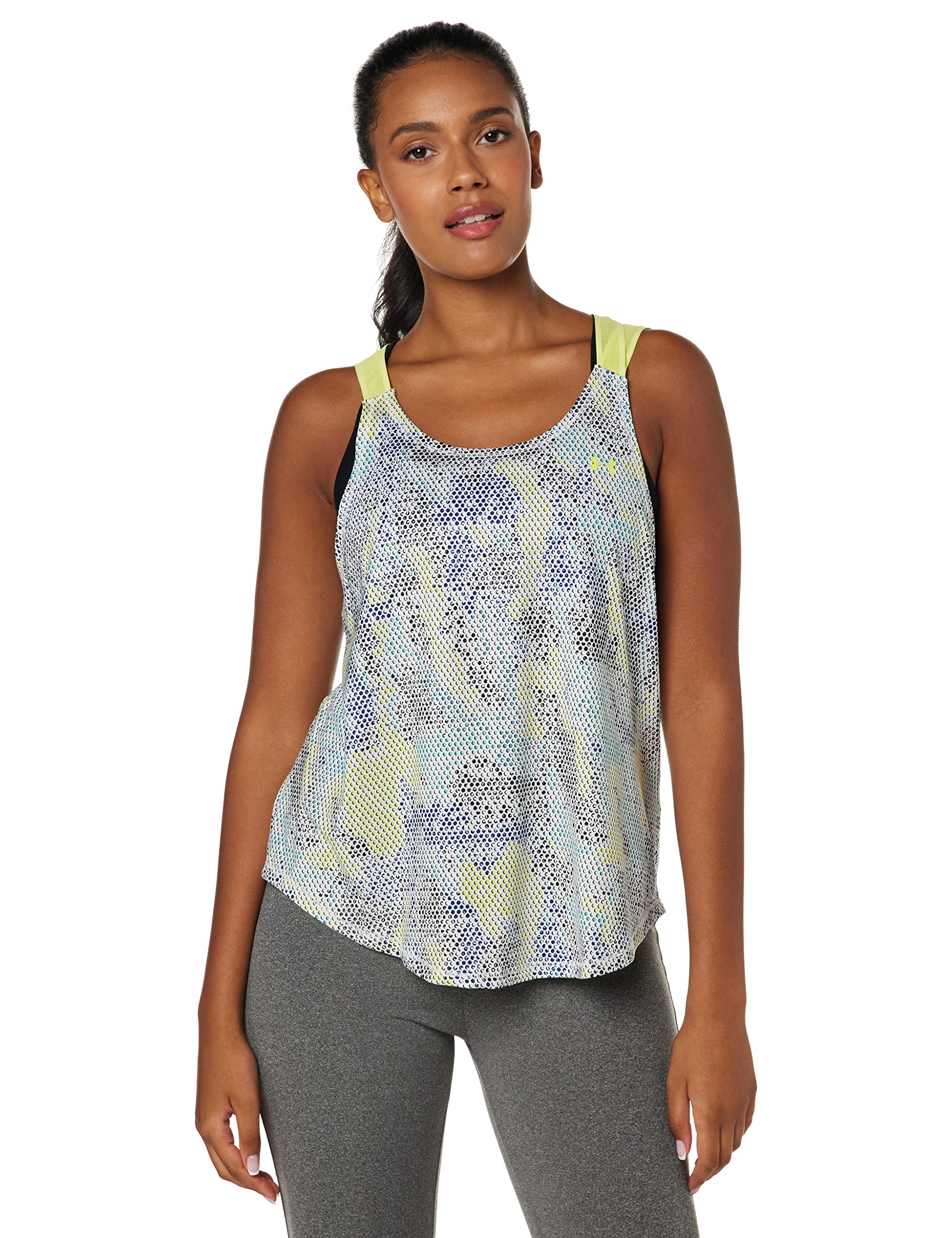 Under ArmourArmour Sport PrtStrappy Women's Tank, White / Tokyo Lemon / Tokyo Lemon, Size XS