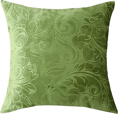 Miniatura 7 de TangDepot Funda de almohada en relieve de terciopelo pesado, tela de terciopelo anaglifo floral de clase, funda de almohada decorativa, funda de