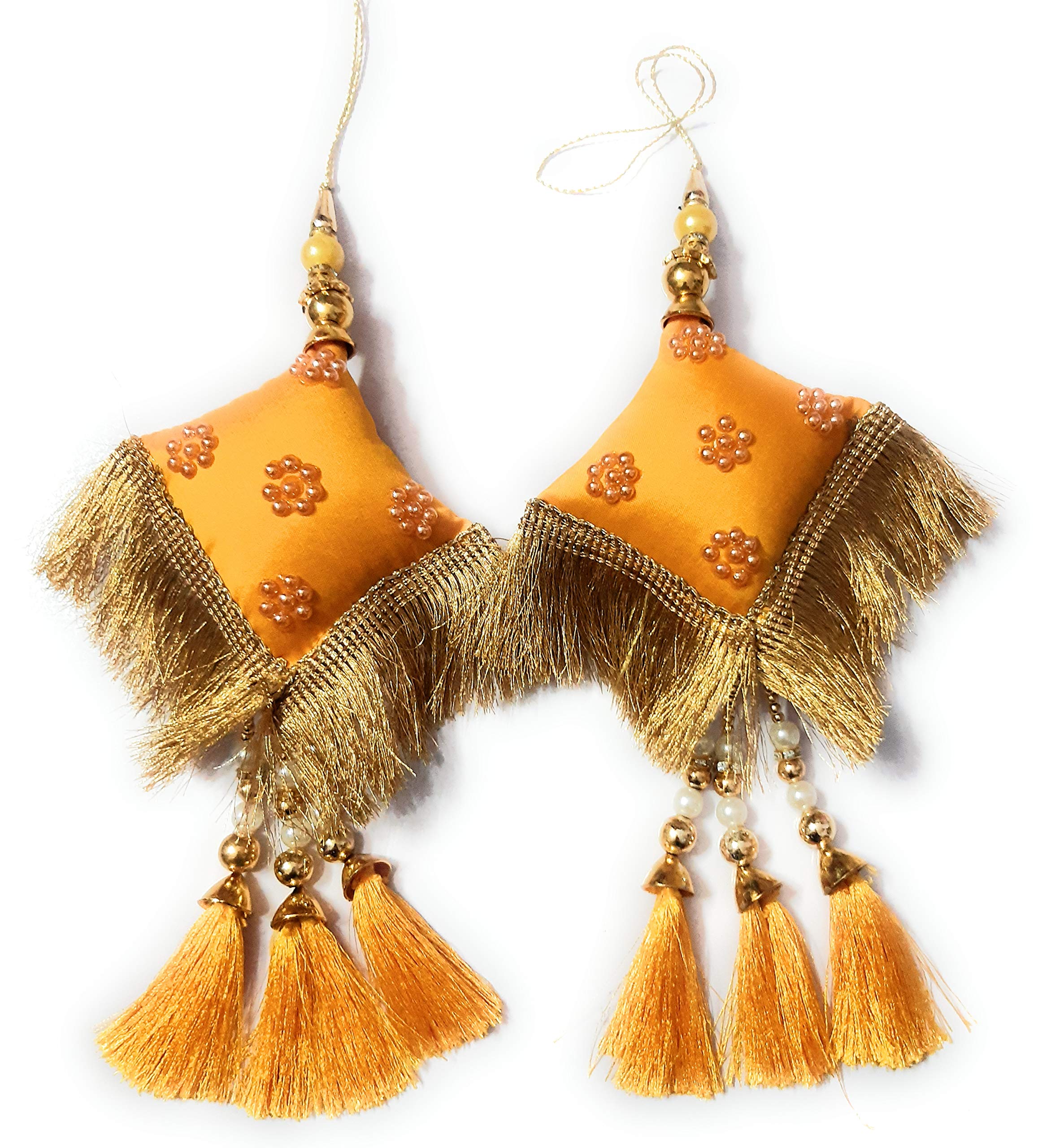Libas Fashion Handmade Work Ethnic Hanging Latkan for Lehenga for Women Latkan Fancy Designer Teasel Fabric Silk (Pack of 2 PC (Yellow) (B085VCLCWX) Amazon Price History, Amazon Price Tracker