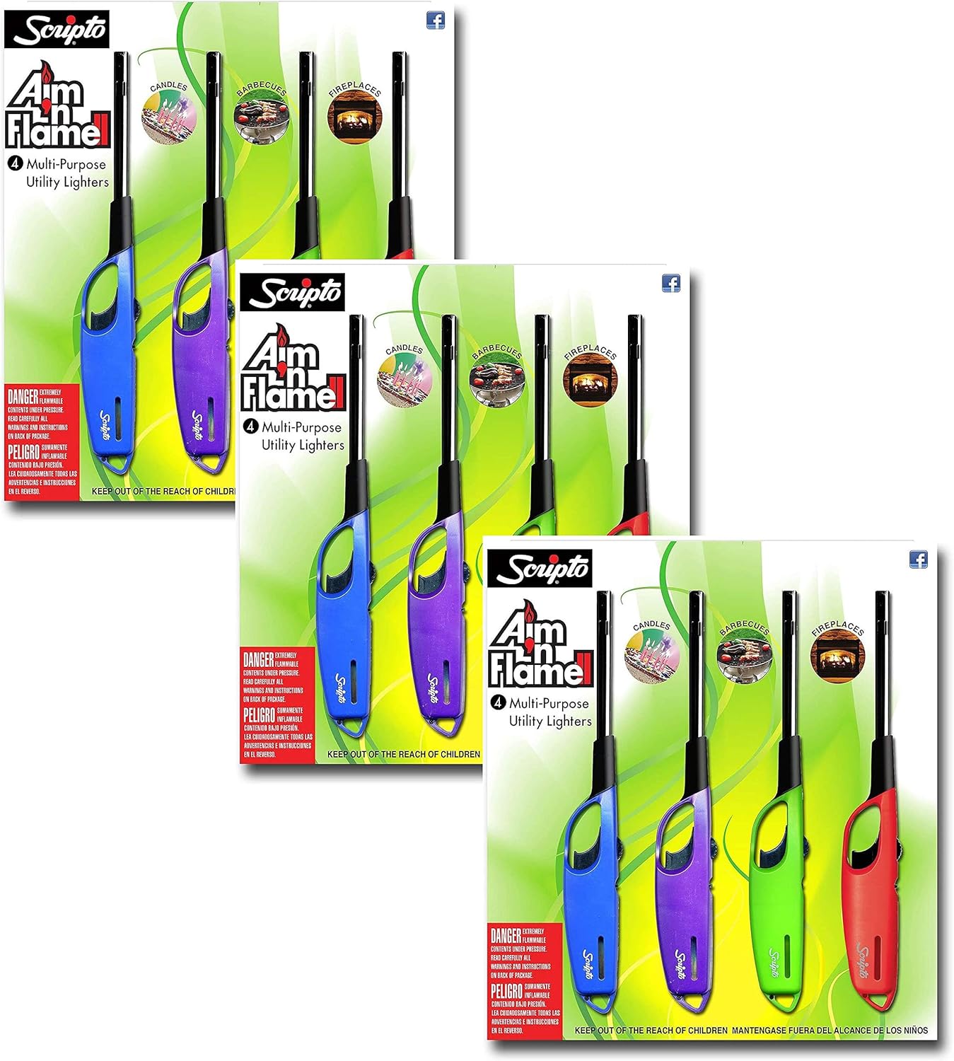 Scripto AIM 'N Flame Multi-Purpose Lighters, Pack of 12