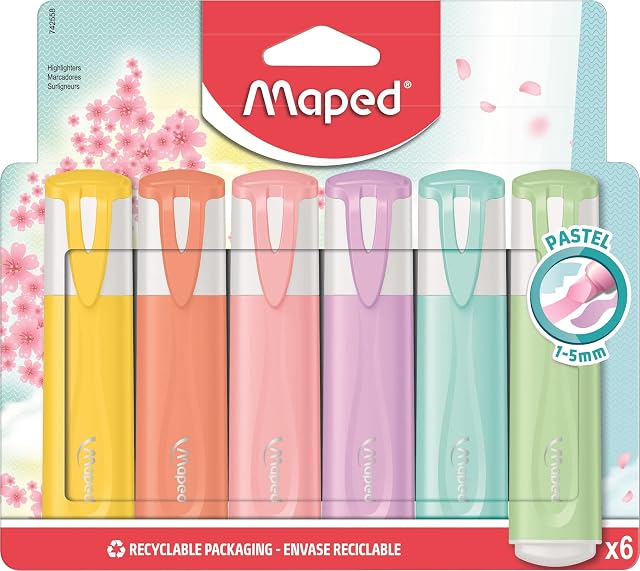 Maped - Flamaster Fluo Peps Pastell x 6 markerów w modnych pastelowych odcieniach