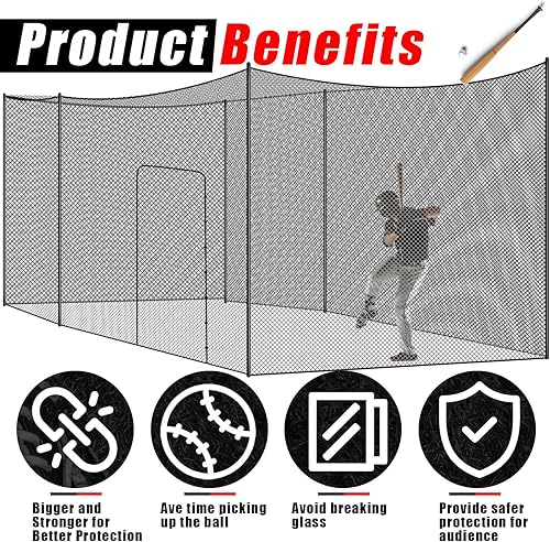 Miniatura 4 de Syhood Red de Jaula de Bateo de Béisbol de Servicio Pesado Red de Práctica de Bateo de Críquet Sóftbol Jaula de Lanzamiento Portátil, Pantalla de