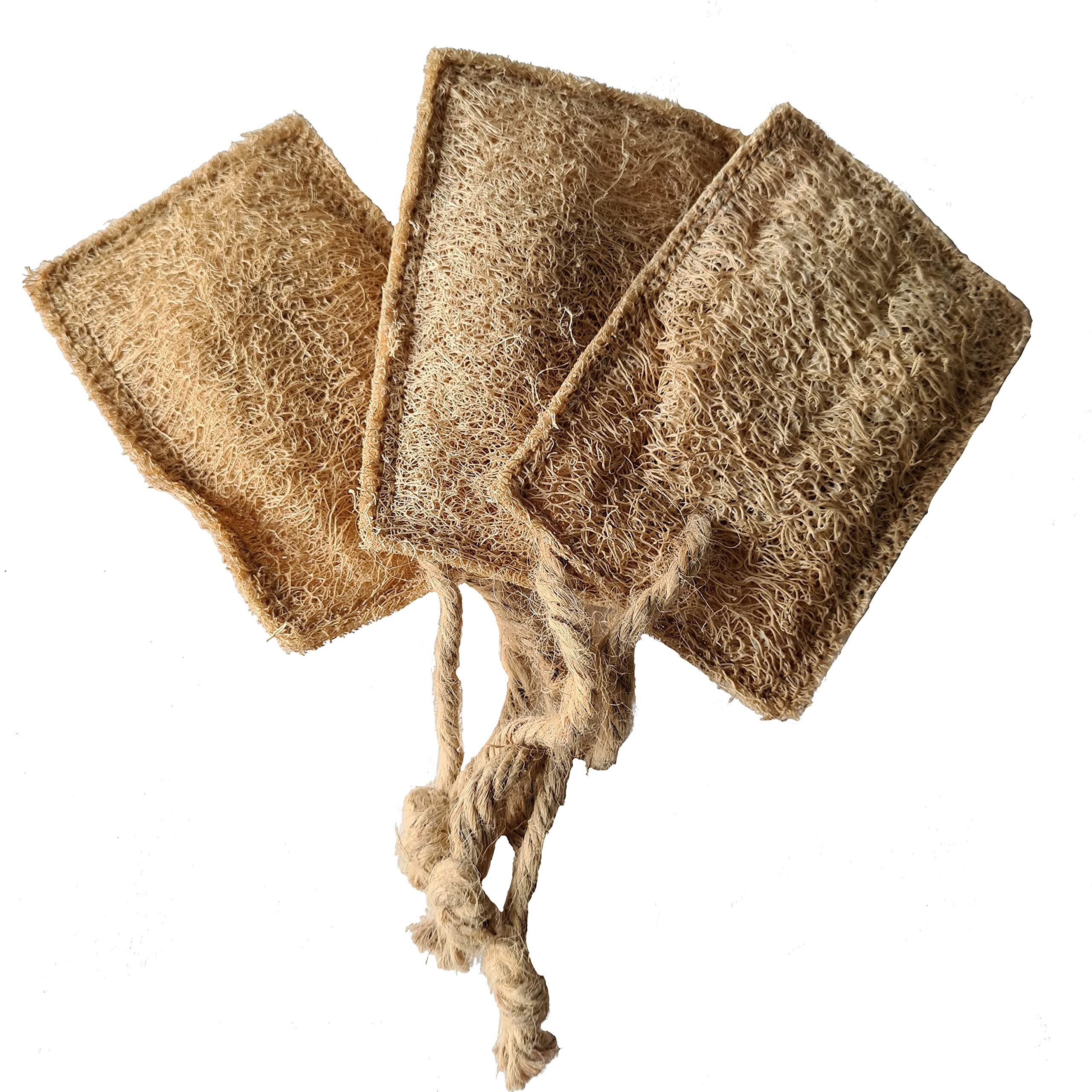 Brand Zero Tori Multipurpose Scrub Set, Sustainable, Artisan Made, Plastic Free, for Body Scrub/Walls/Tiles (Pack of 3)