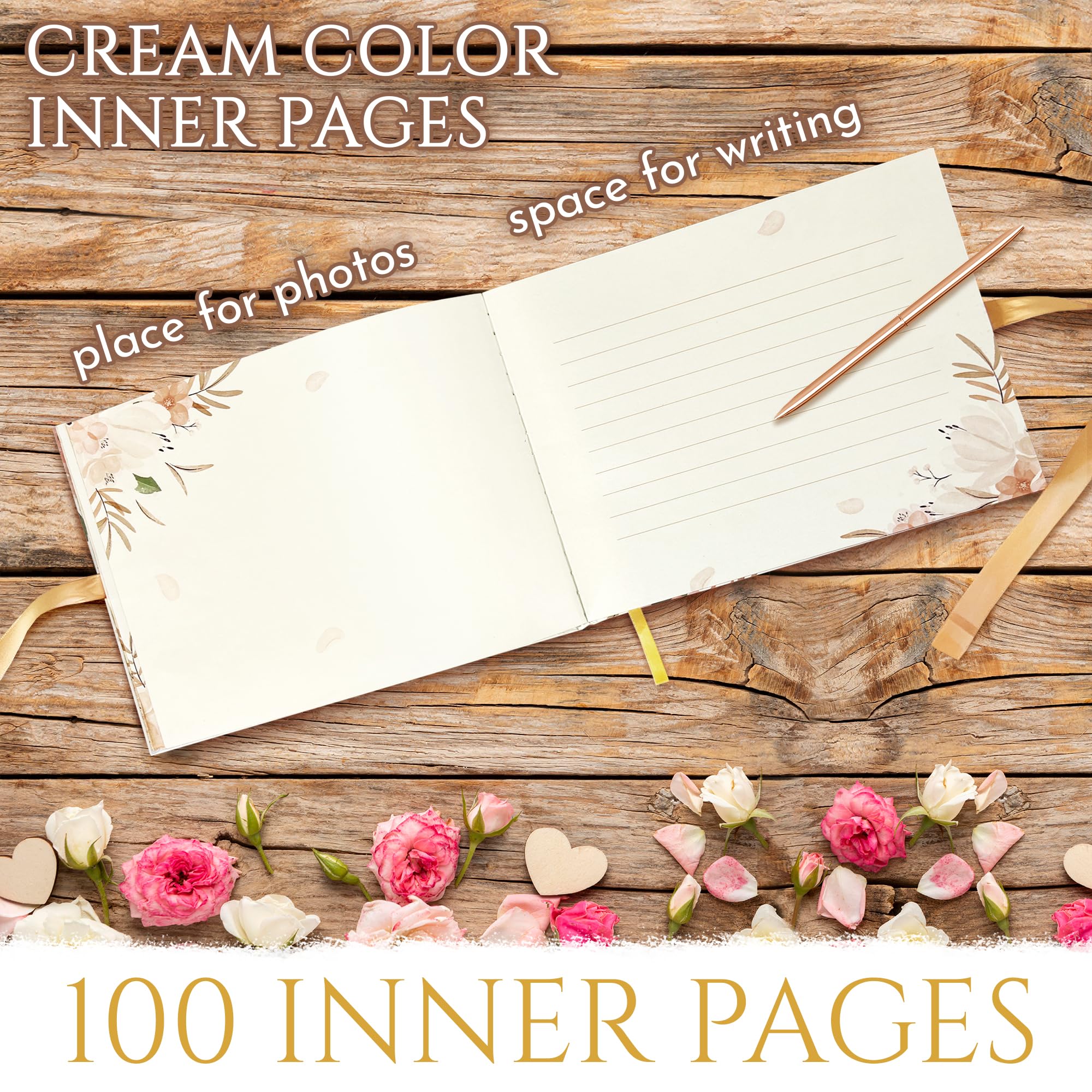 Simply Party Wedding Guest Book, 7x9 Wedding Reception Guest Book,100 Page Elegant Cream Design Guest Book, Baby Shower, Bridal Shower, Funeral Guest Book, Birthday Party, Vacation Homes