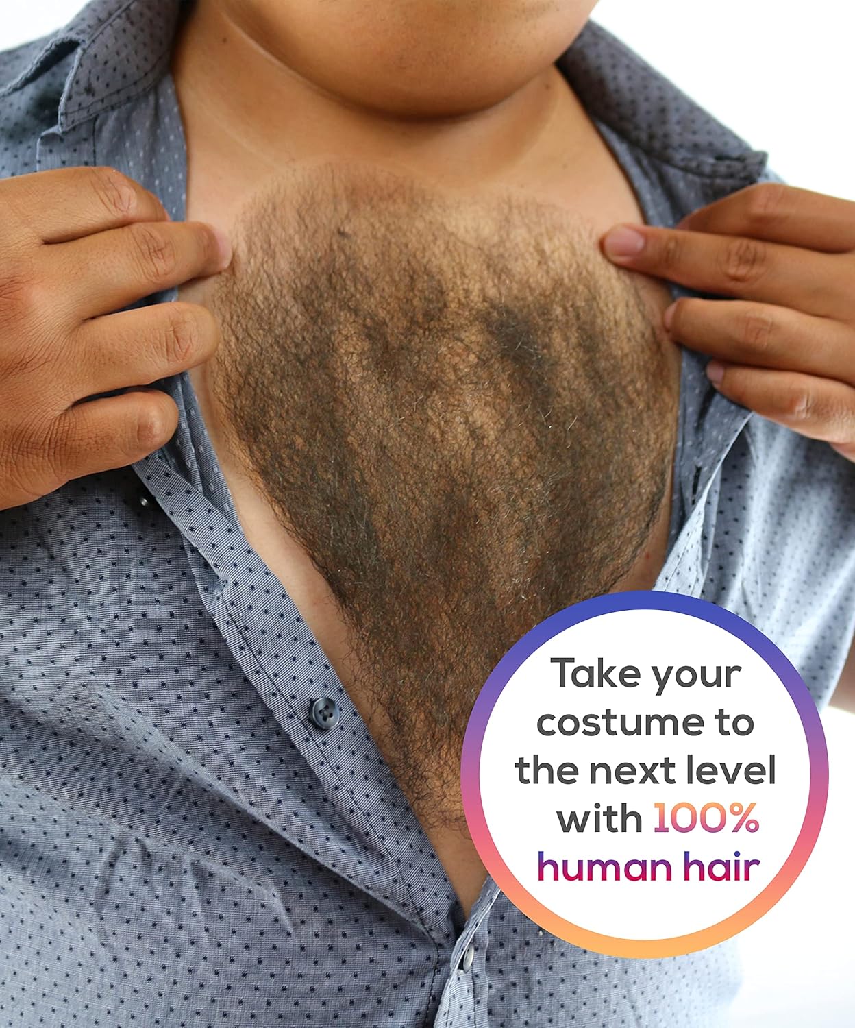 Human Hair Chest Hair Wig - Brown Fake Chest Hair - Professional Lace Backed Costume Body Wig