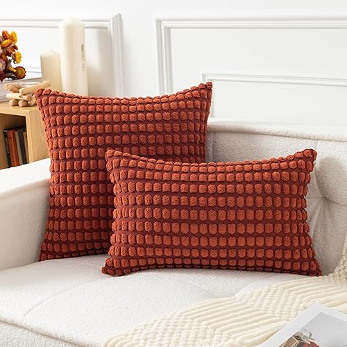 Miniatura 7 de UGASA - Juego de 2 fundas de almohada de pana suave y bohemia para otoño, fundas de cojín granulares de felpa grande para sofá, dormitorio,