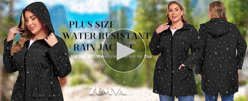Amazon.com: ZOMVA 2025 Plus Size Rain Jacket Coat Long Lightweight