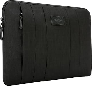 Targus CitySmart Business Professional Laptop Sleeve Case Simple Design with Water Resistant Nylon, Front Accessory Pocket, Protective Slipcase fits 13.3-Inch Laptop, Black (TSS626US)