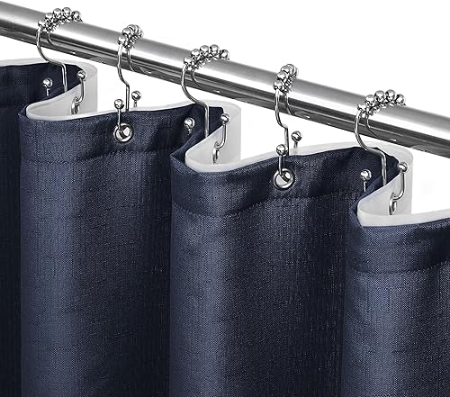 Miniatura 17 de Juego de cortina de ducha 3 en 1, juego de cortina de ducha negra y forro con 12 ganchos de cortina de ducha de doble cara, cortinas de ducha