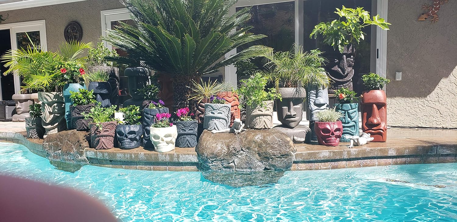 Tongue Tiki Planter (Granite Green)