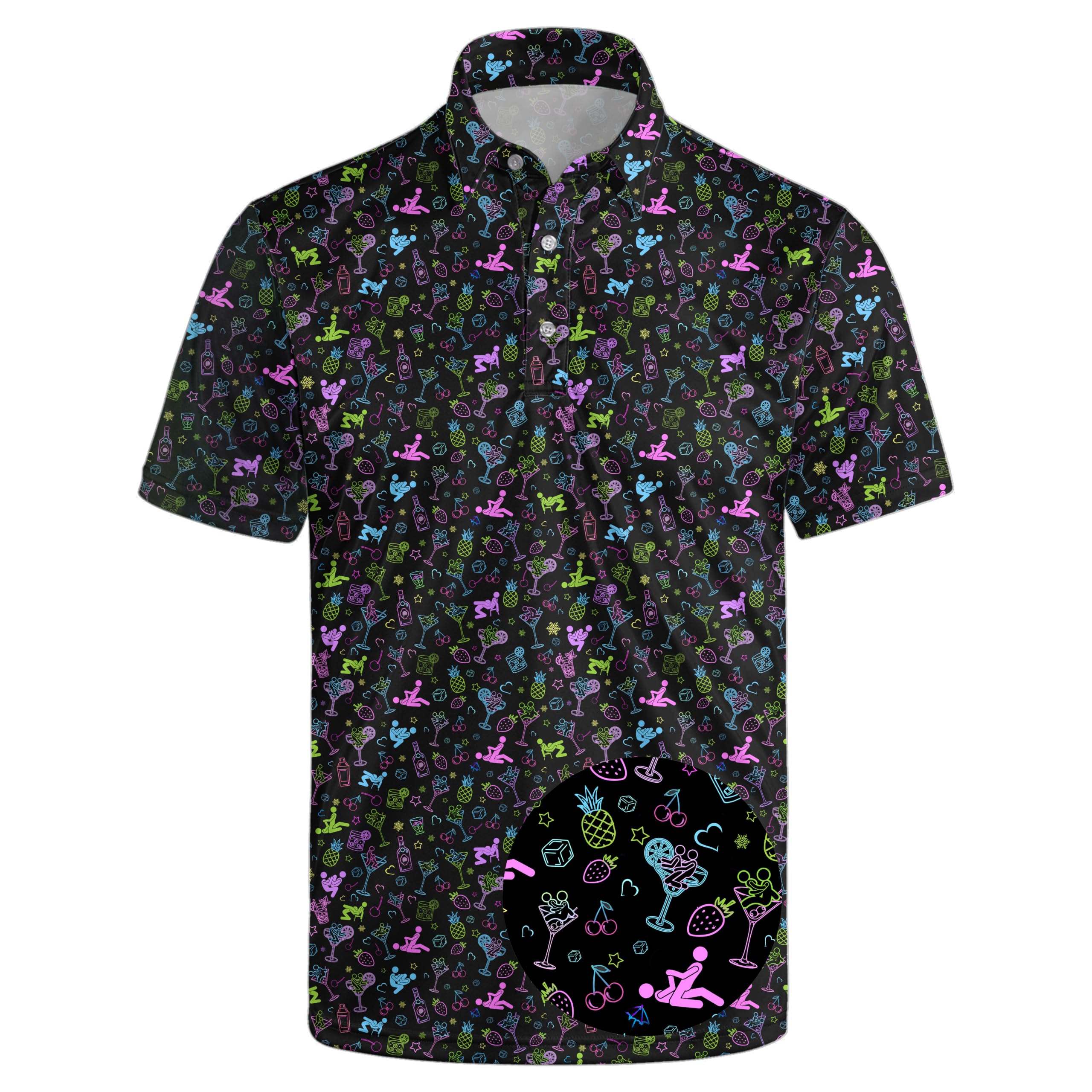 Men's Funny Golf Shirt Short Sleeve, Casual Polo Shirts for Men