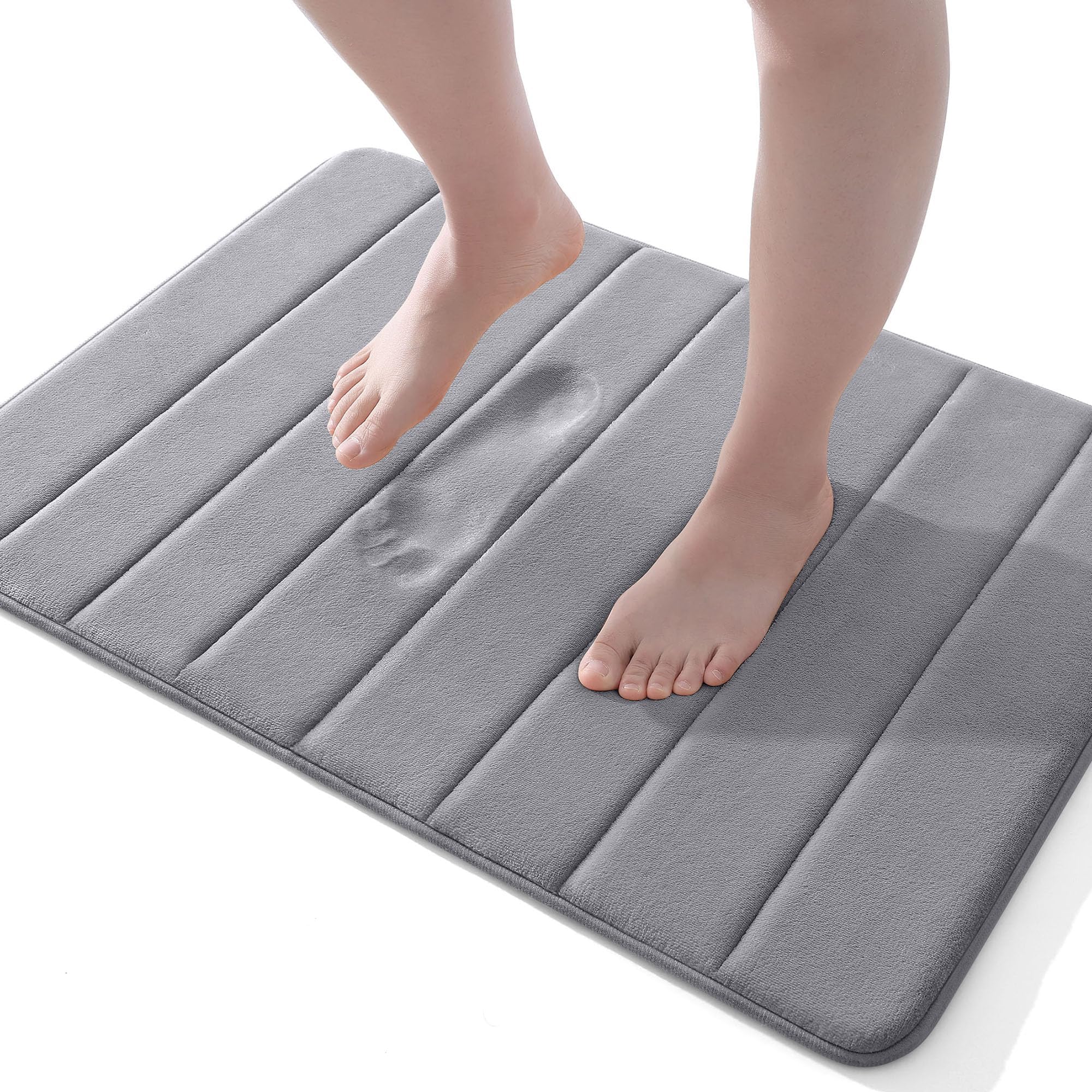 smiry Memory Foam Bath Mat, 40 x 60 cm, Extra Soft Non-Slip, Super Absorbent Bath Mats for Bathroom Floor, Machine-Washable Dry Bath Rug Foot Mat, Dark Grey