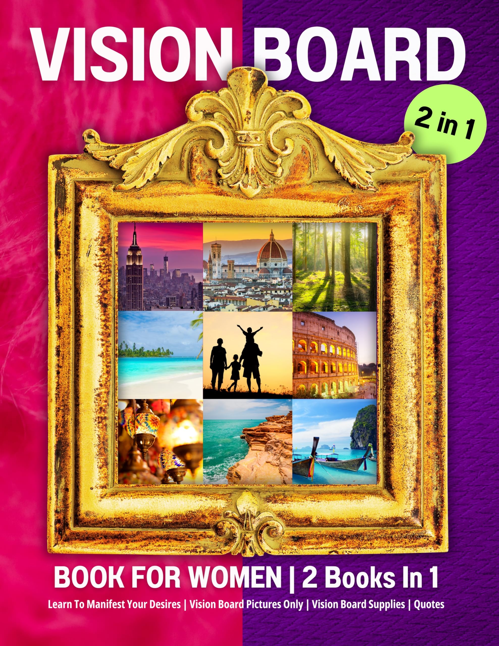 Vision Board Book For Women | 2 Books In 1 | Vision Board Pictures Only: Learn To Manifest Your Desires | Vision Board Supplies Quotes (Vision Board Supplies 2024 for Women With My Zen Power)