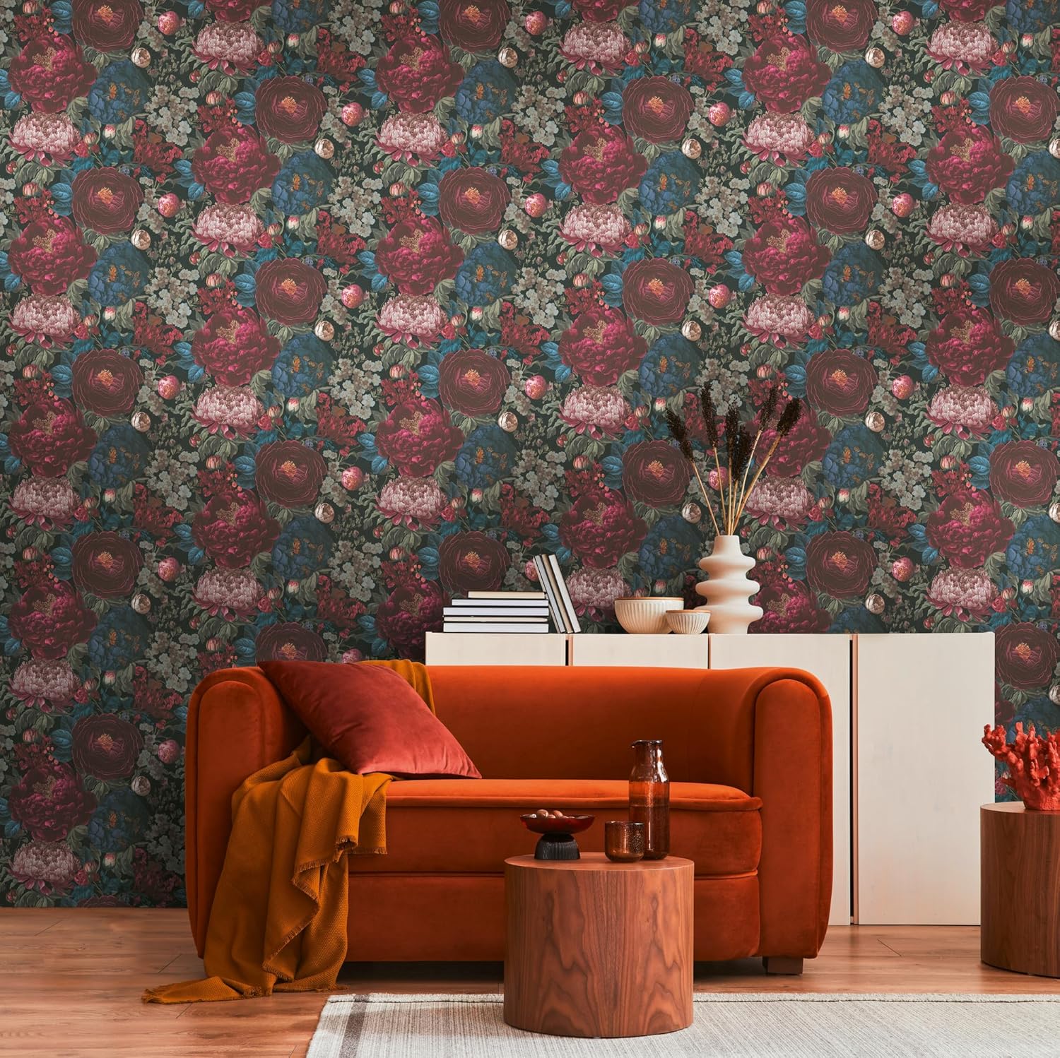 Livingwalls Michalsky Non-Woven Wallpaper Flowers 399791 Wallpaper in Red, Blue, Black, Green Luxury Wallpaper Designed