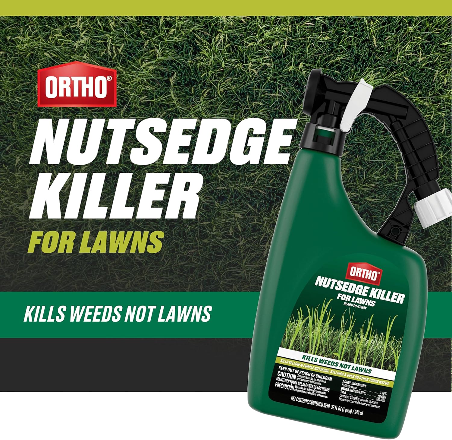 Ortho Nutsedge Killer for Lawns Ready-To-Spray, Controls Over 50 Listed Weeds, For Use on Northern and Southern Turf Grasses, 32 fl. oz