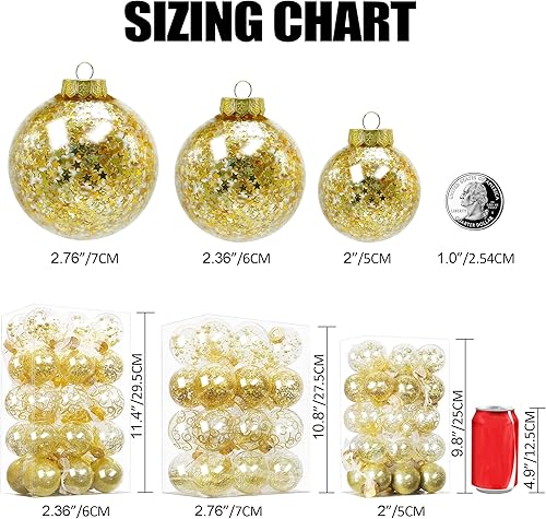 Miniatura 3 de Lulu Home 30 adornos de bola de Navidad transparentes de 2 pulgadas, bolas transparentes preencordadas con decoraciones únicas en el interior, bolas