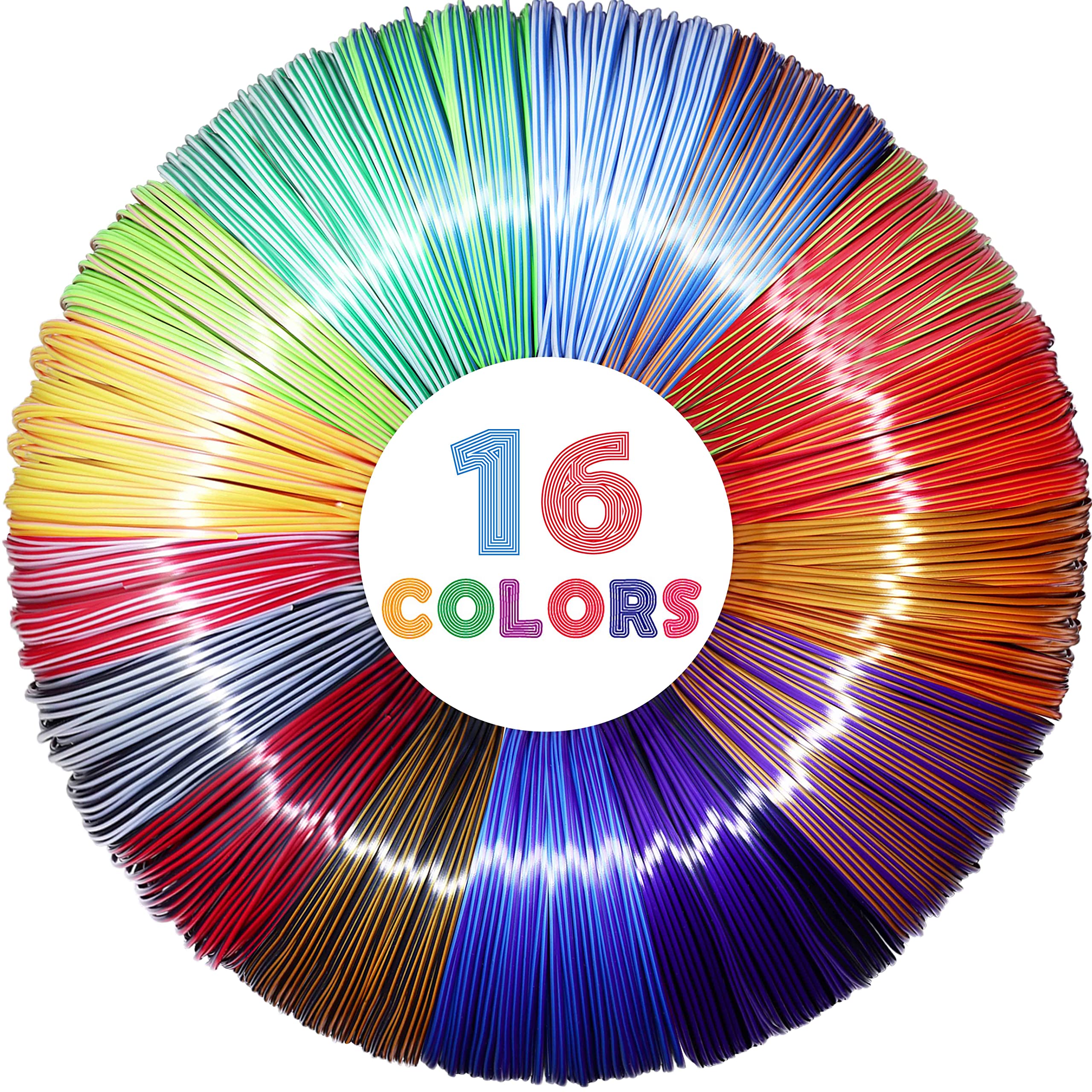 MIKA3D2 Dual Color in 1 Silk PLA Filament Refill Sample Pack, 16 Unique Popular Shiny Dual Colors, Each 4m Length, Total 64m, 1.75mm Diameter, 160g