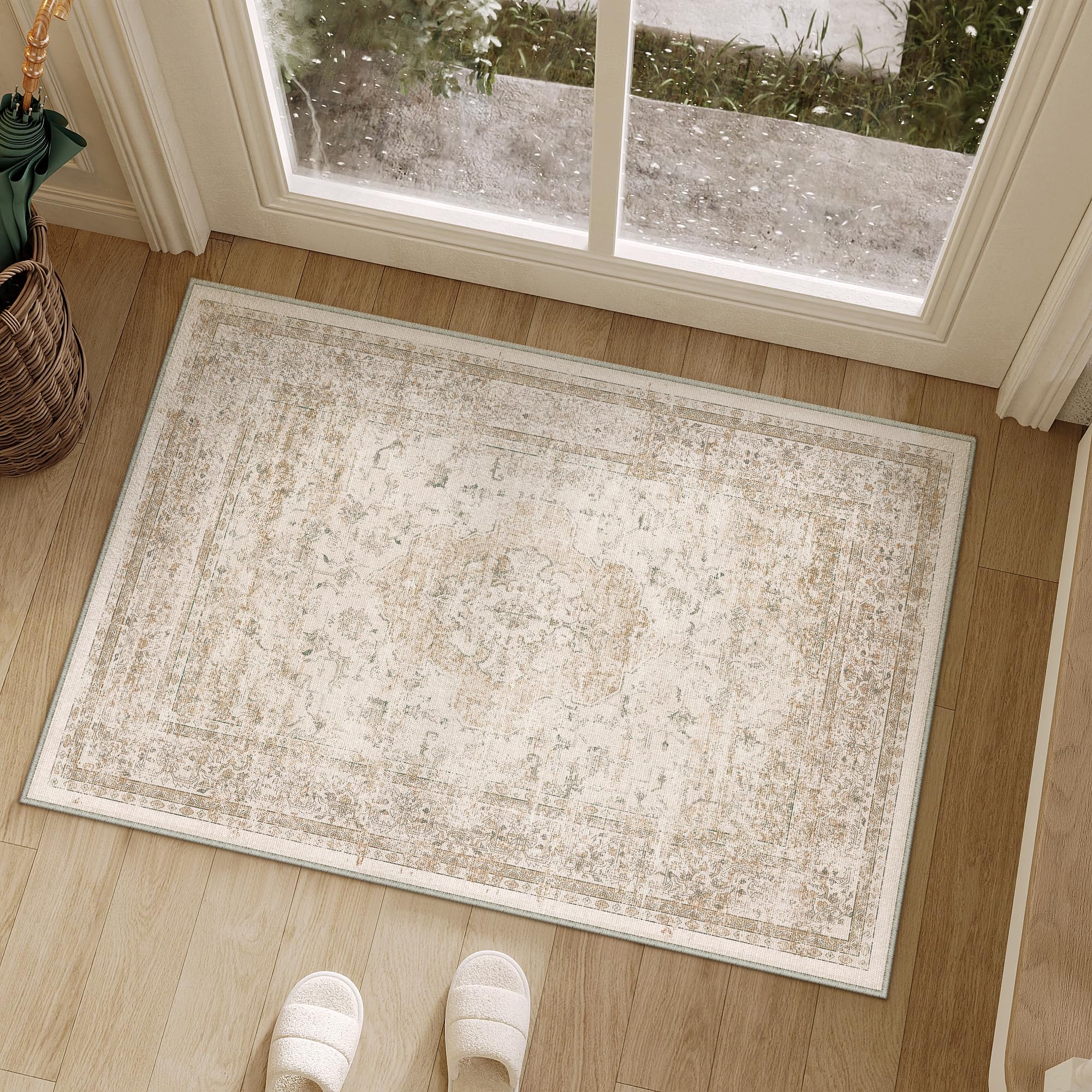 PureCozy Waschbarer Teppich Wohnzimmer Vintage Böhmischen Tepich