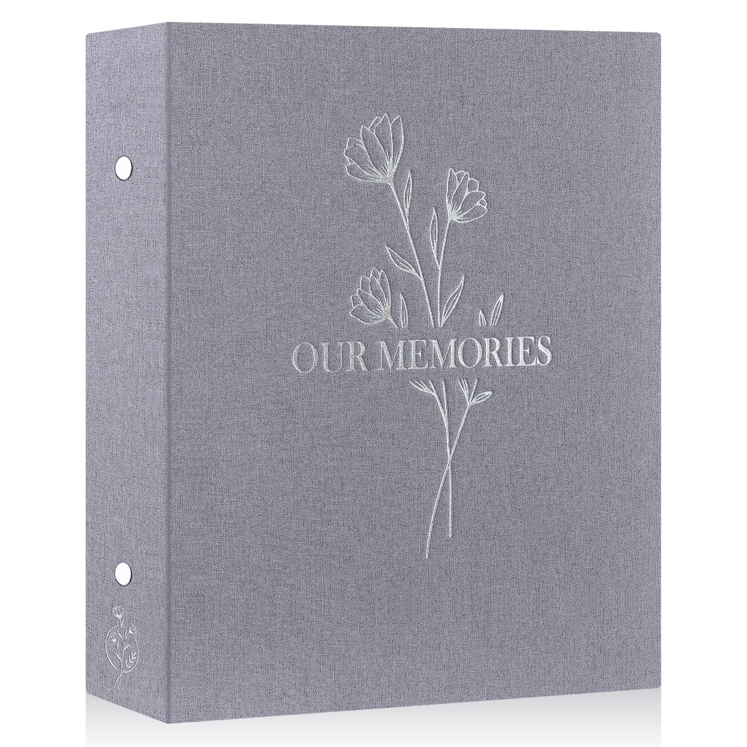 Lanpn Lino Album Fotografico 10x15 400 Tasche, OUR MEMORIES Biancheria Porta Foto Album Portafoto Verticale Tascabile Tasca (Grigio)