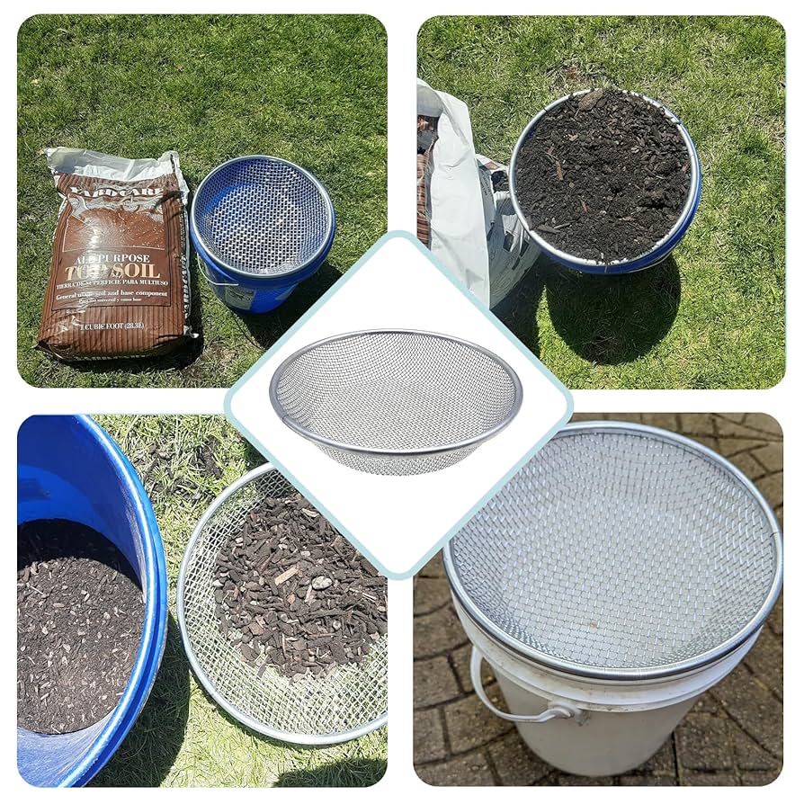 Fuliko 3-Piece Garden Soil Sifter Set With 2.8/3.8/5mm Mesh Screens And Comfortable Handle Ideal For Sifting Sand Compost And Potting Soil