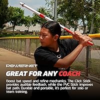 Vista 6 de PowerNet Combo PVC/Click Stick Softball & Baseball Swing Trainer, Interchangeable Baseball Hitting Trainer, PVC Training Bat for Drills, Bat Speed