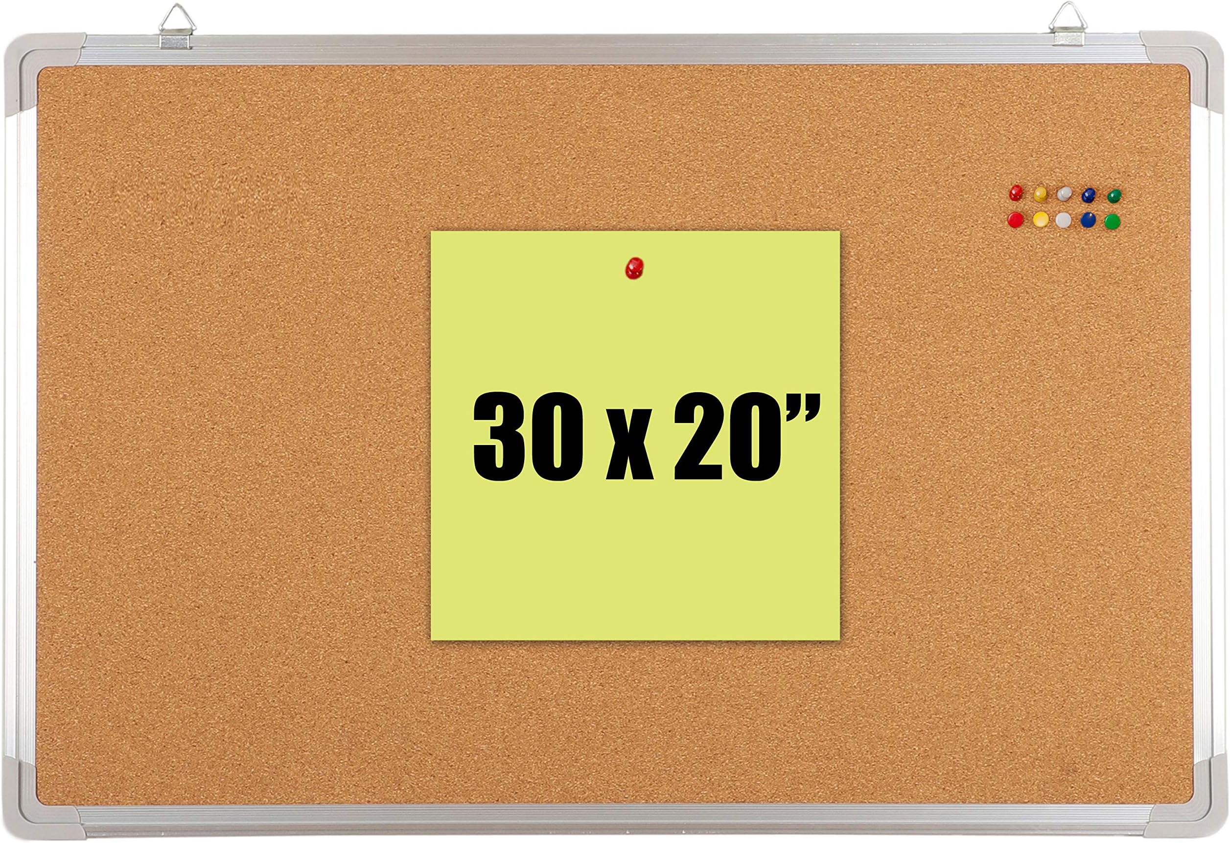 - Cork Board Set for Wall - Bulletin Corkboard 30 x 20 in with 10 Thumb Tacks - Wall Hanging Message Memo Pin Board Tackboard Organizer for Home, Office, Desk and Cubicle (30x20 in)