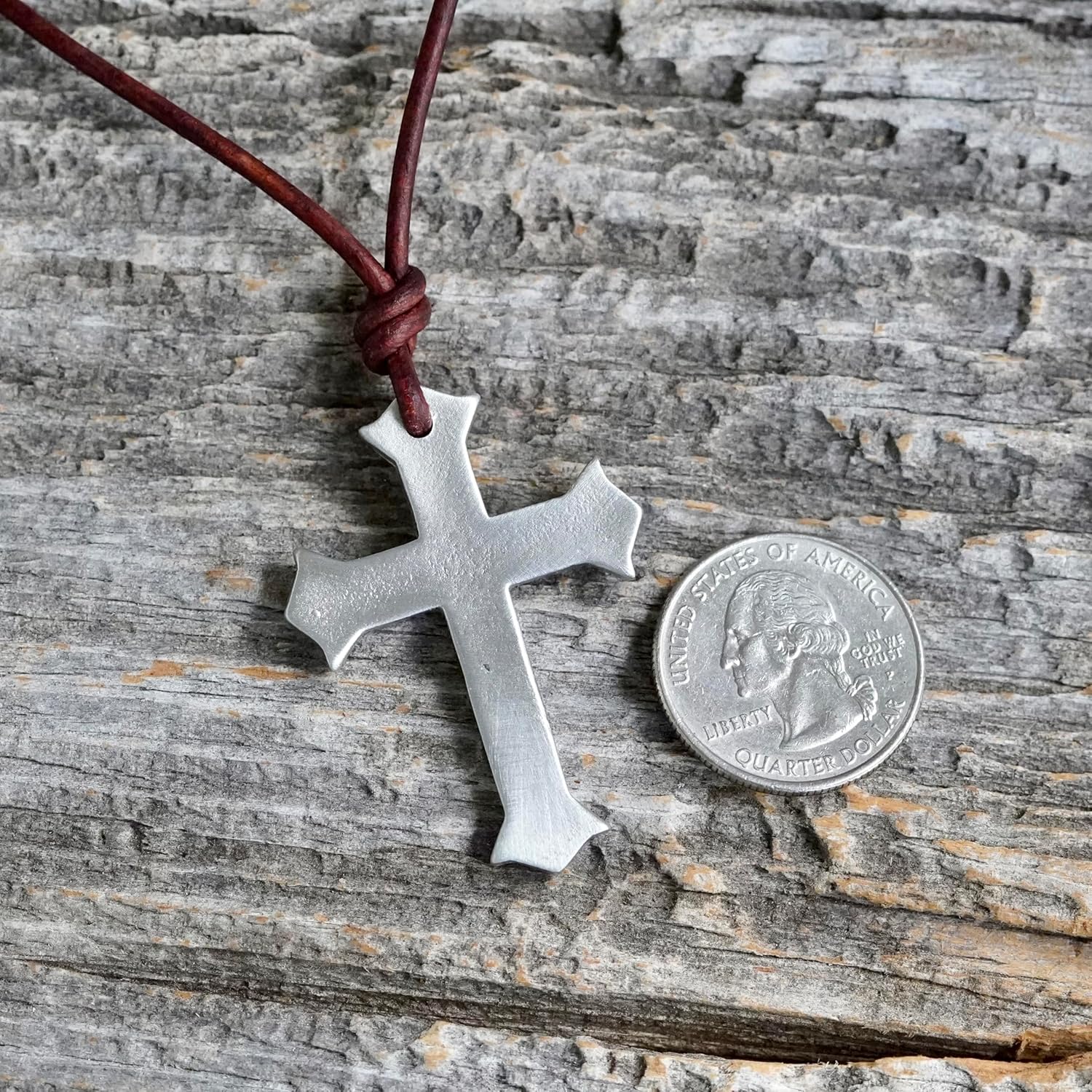 Cross Necklace for men - mens cross necklaces -Christian Jewelry leather cord Gift Handmade in USA By zulasurfing - Image 6