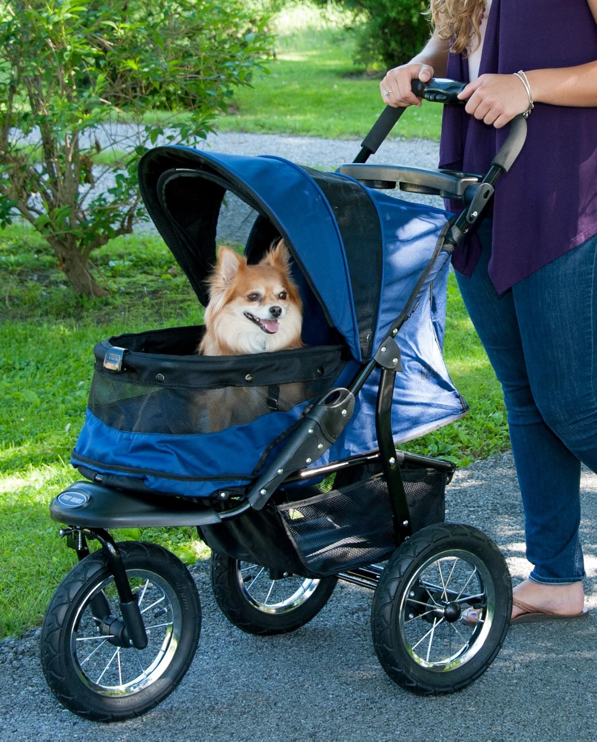 Pet Gear No-Zip AT3 Pet Stroller for Cats/Dogs, Zipperless Entry, Easy One-Hand Fold, Jogging Tires, Removable Liner, Cup Holder + Storage Basket, 2 Models, 4 Colors : Pet Supplies