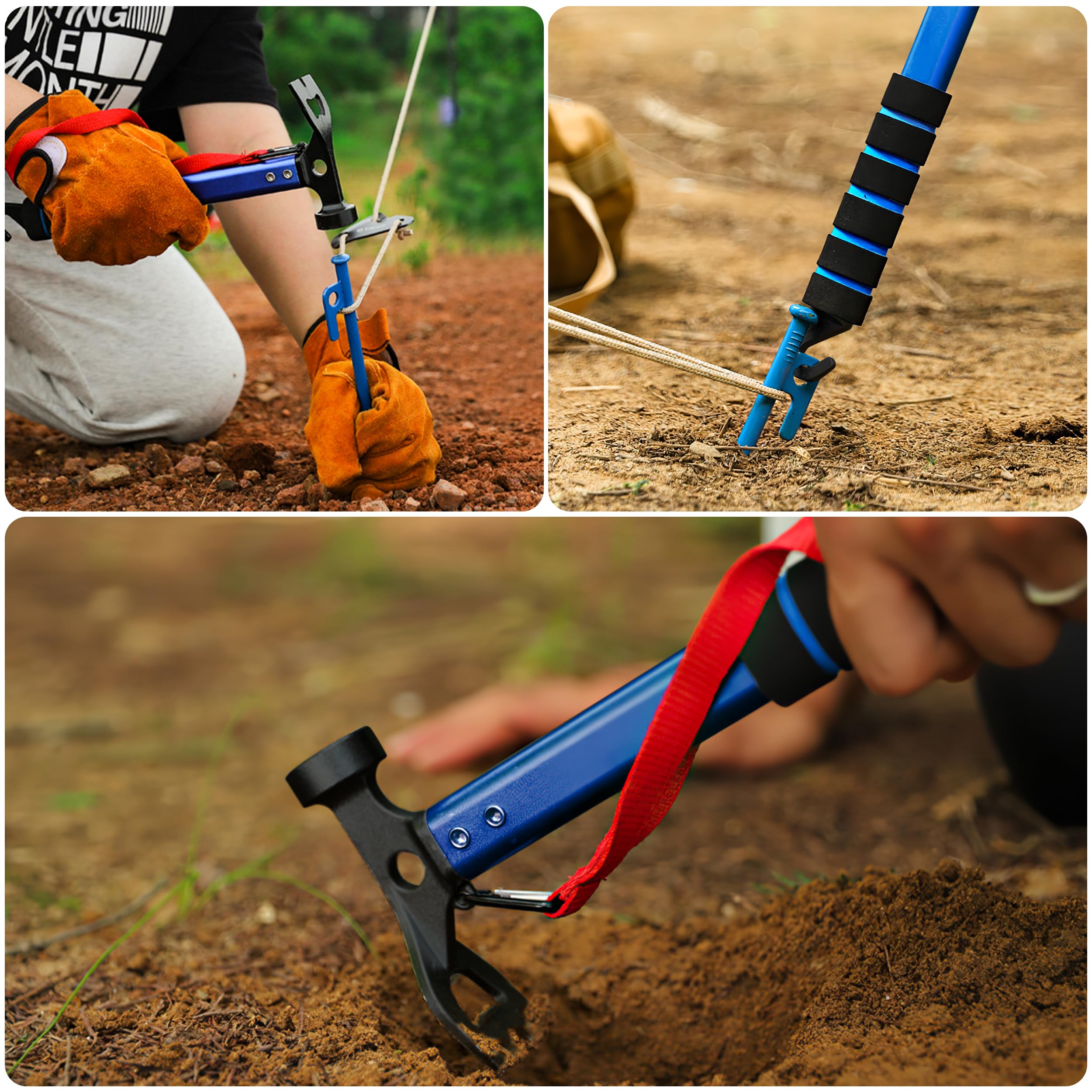 Zelt Hammer Leichte Aluminium-Campinghammer mit Haken Multifunktional Tragbar Hammer für Camping Outdooraktivitäten Blau