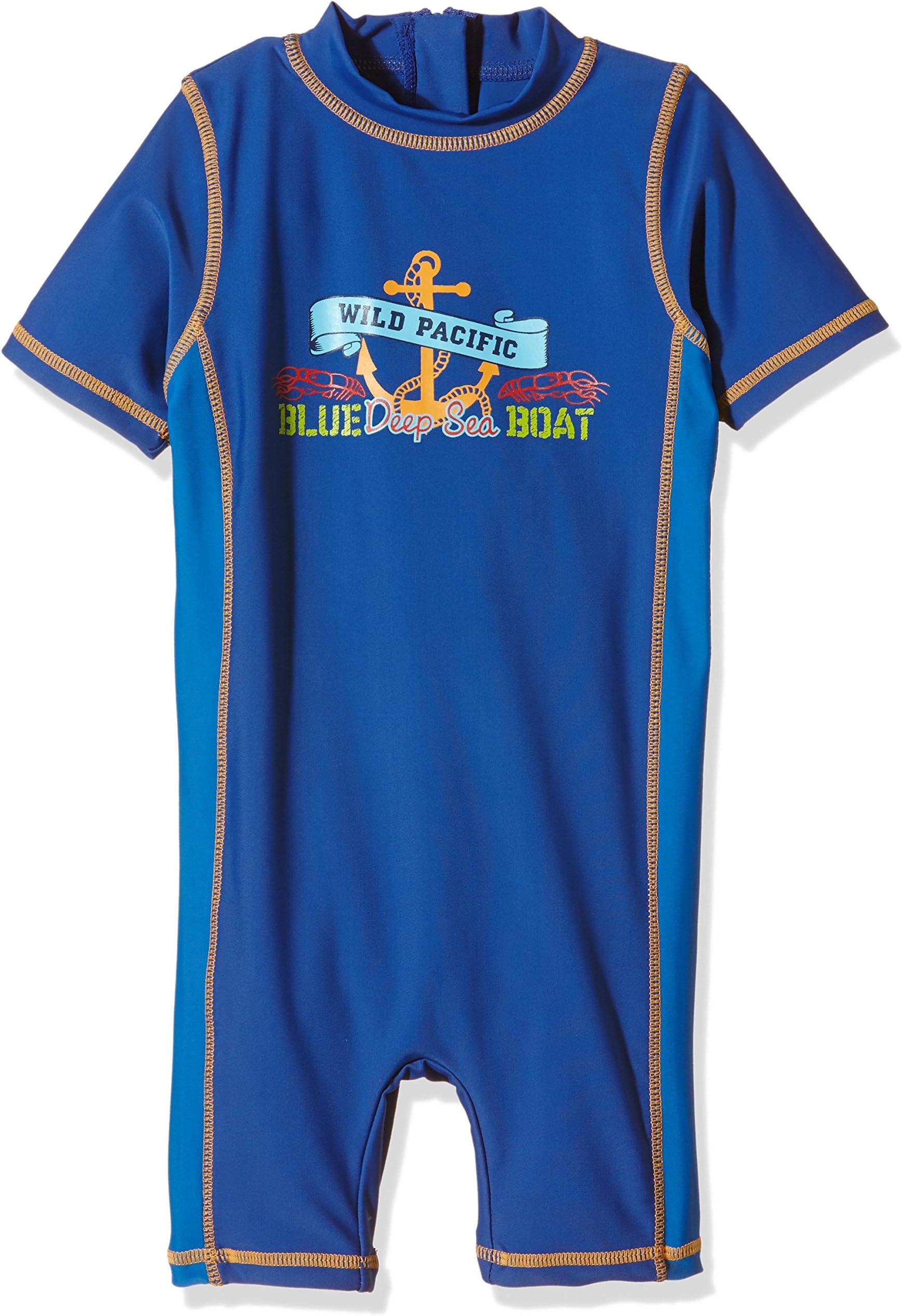 Aquatinto Boy's Swimming Costume "Blue Deep Sea Boat", UV +50 - Blue - 7 Years