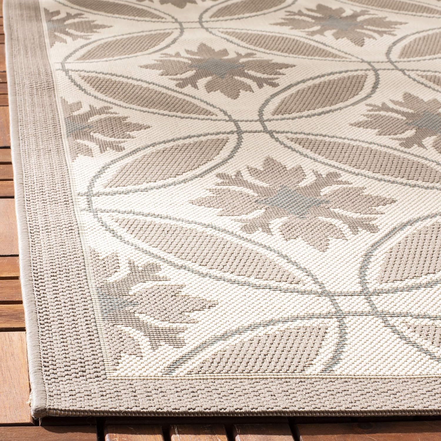 SAFAVIEH Courtyard Collection 8' x 11' Beige / Dark Beige CY7844 Indoor/ Outdoor Waterproof Easy-Cleaning Patio Backyard Mudroom Area-Rug