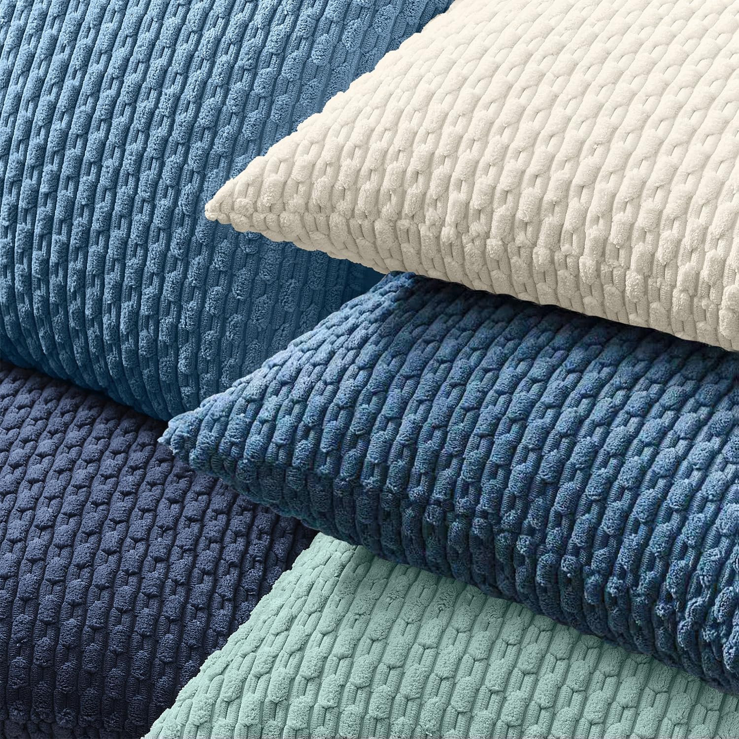 Kevin Textile Soft Corduroy 20x20 Inch Pillow Covers 2 Pack, Blue Grey image 4