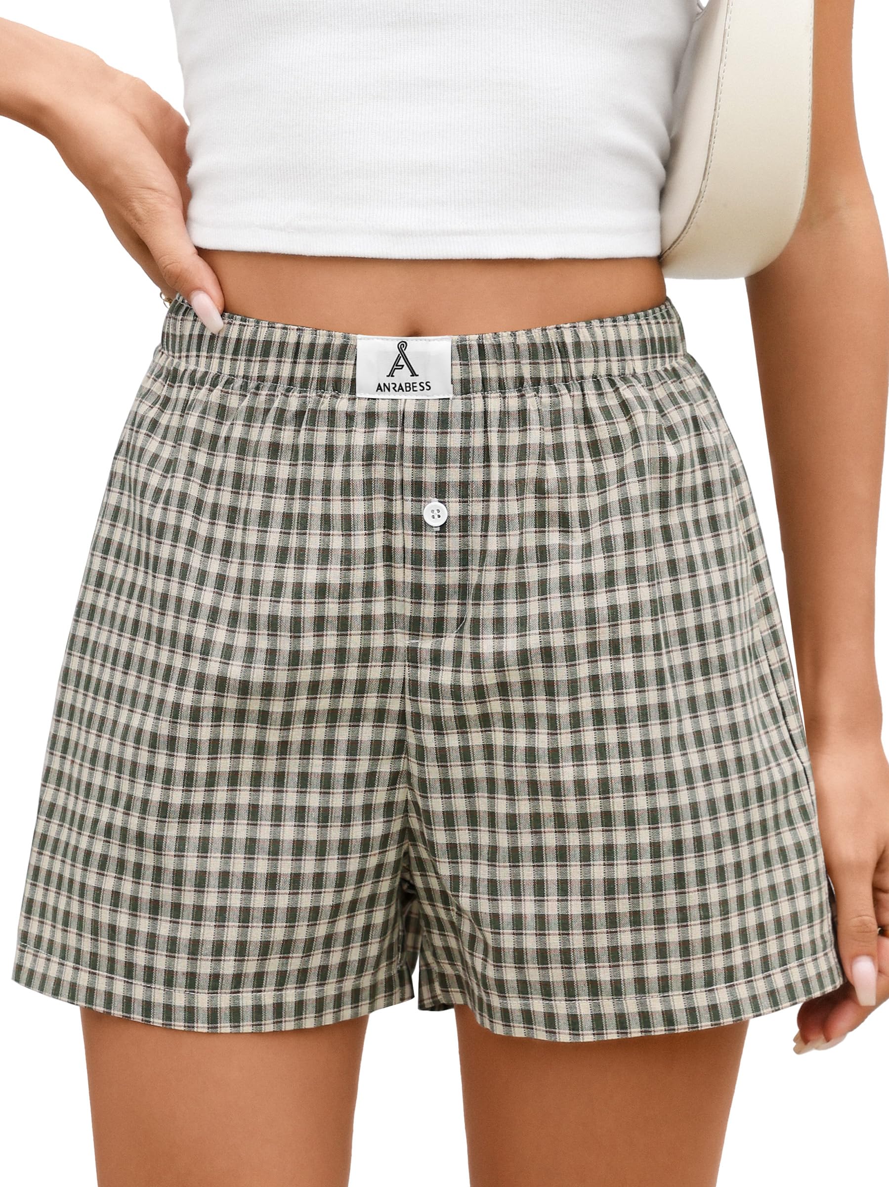 Boxer Shorts for Women Gingham Pajama 2026 Summer Casual Lounge Sleep Plaid Shorts Y2K Beach Bottoms-image-27