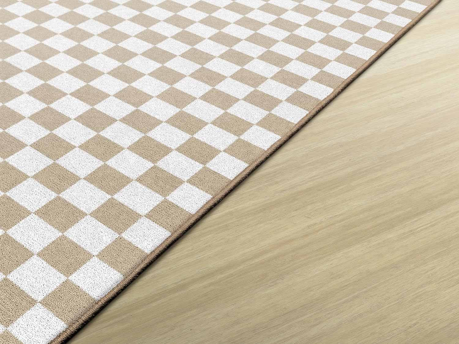 Flagship Carpets Brown and White Checkerboard Educational Area Rug for Kids Room Seating Décor, Children's Classroom, Play Carpet for Teaching and Playroom, 5' x 7'6", Neutral