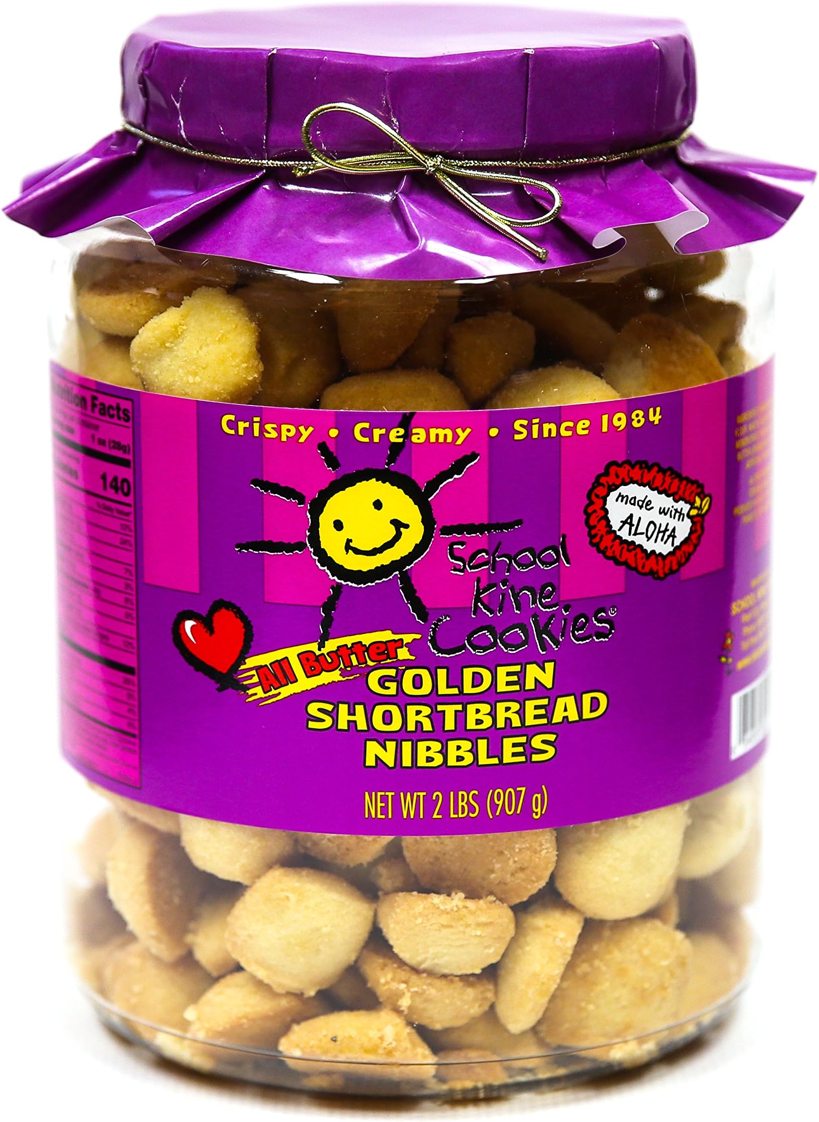 School Kine Cookies Golden Shortbread Nibbles (32 oz.) Pure, Hawaiian Butter Cookies | Bite-Sized, Individual Snacks with Homemade Taste | Kid and Adult