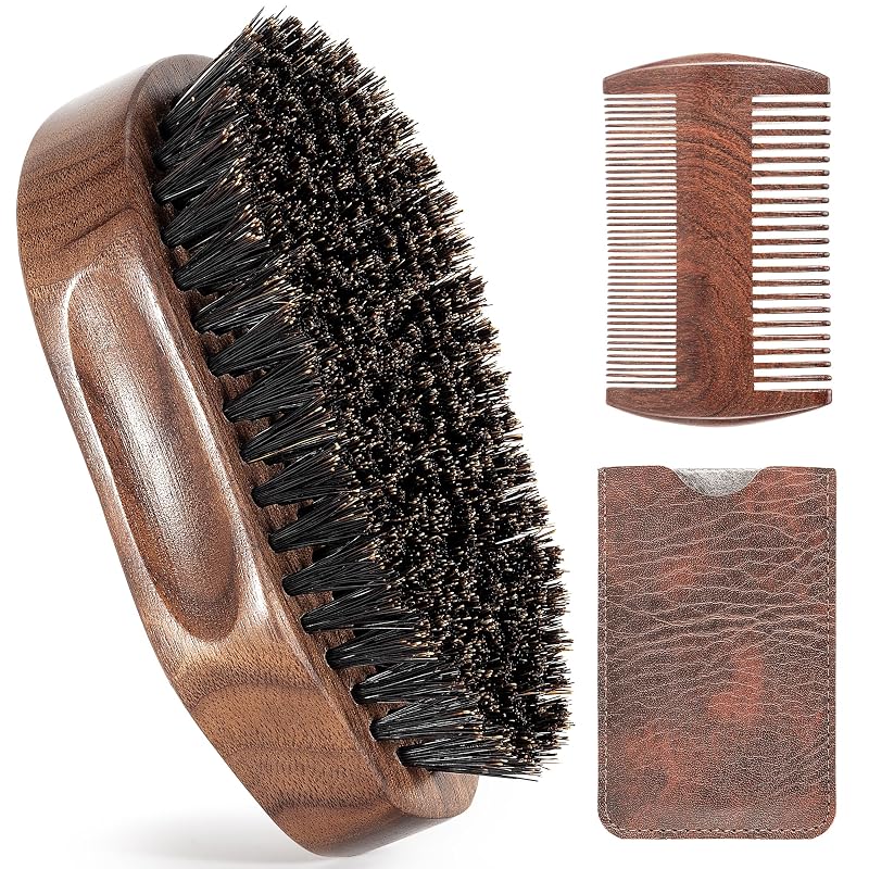 GROOMAGE Conjunto com 3 peças para barba em madeira de nogueira-preta