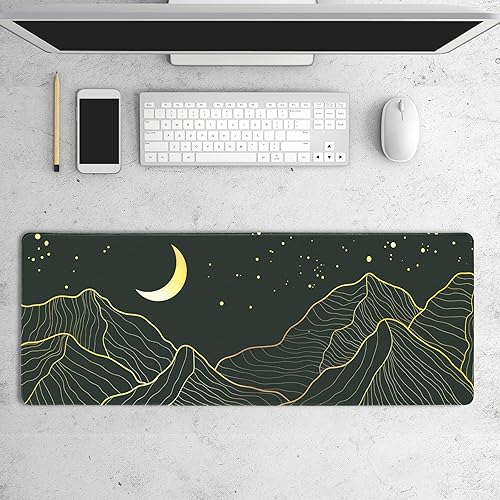 Miniatura 2 de HAUTOCO Alfombrilla de mouse para juegos abstracta de montaña y luna, 31.5 x 11.8 pulgadas, alfombrilla de mouse extendida con base antideslizante y