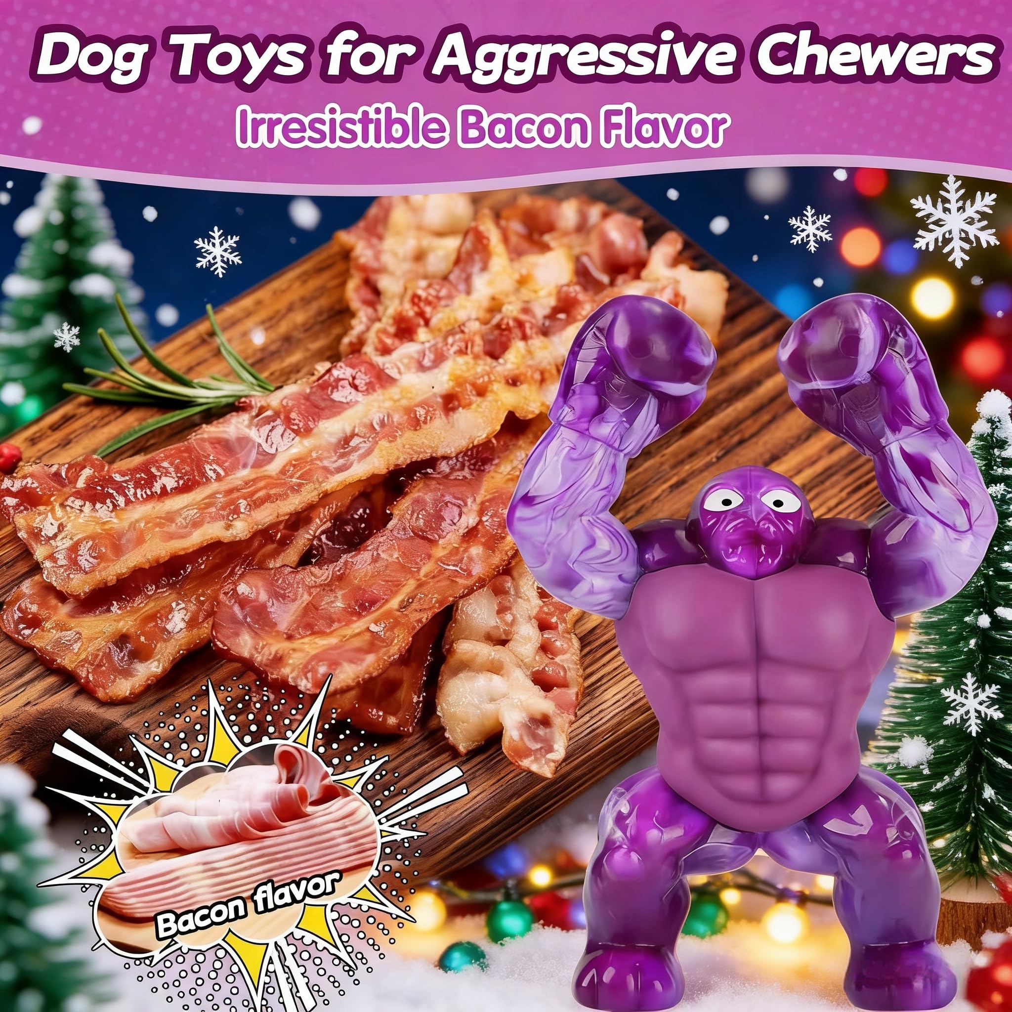 Juguetes indestructibles para perros para masticadores agresivos, juguetes masticables extremadamente resistentes para razas medianas y grandes (20-80 libras), juguete de limpieza de dientes con sabor