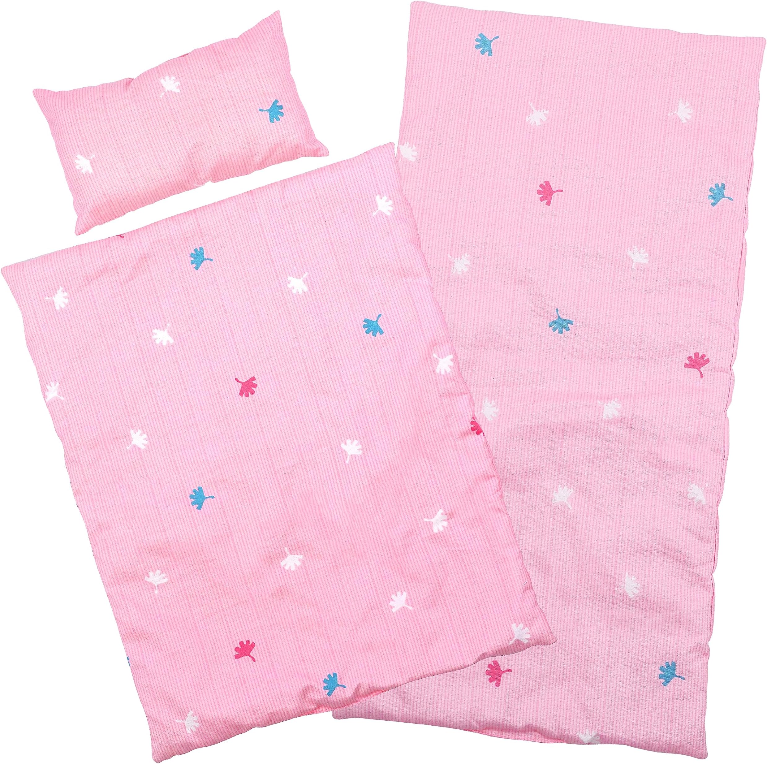 BiBi Doll Baby Doll Bedding Set with Matching Pink Quilt, Pillow & Mattress, 3 Pcs, up to 20" - Suitable for Cots, Prams, Bassinets & Cradles, Toy for Girls & Boys Aged 18 Months+