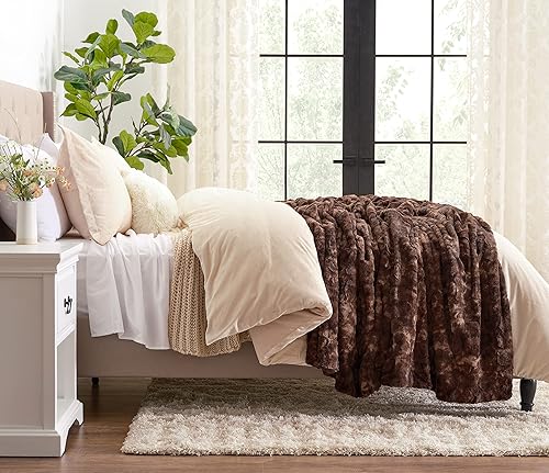 Miniatura 5 de Chanasya Manta de piel sintética de lobo de doble cara de gran tamaño, suave y acogedora para sofá, silla, sala de estar, dormitorio, regalo de