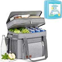 MIYCOO Cooler Bag Double Deck 60 Can Leakproof Insulated Lunch Cooler & 2PC Ice Packs for Coolers