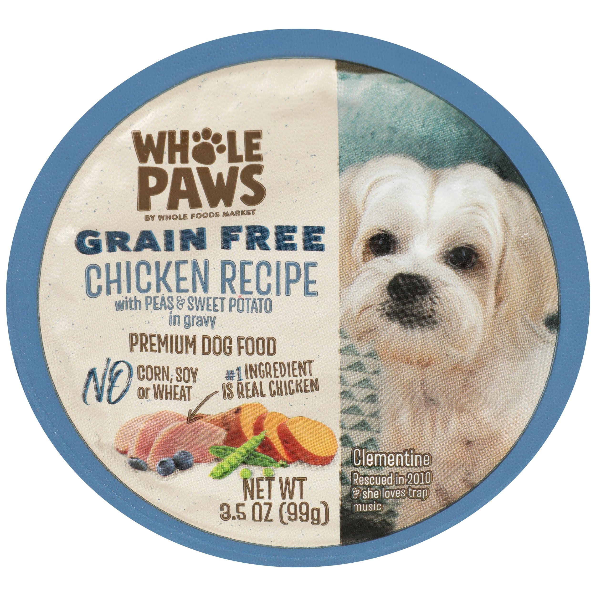 Whole Paws, Wet Dog Food Chicken Recipe with Peas & Sweet Potatoes in Gravy, 3.5 Ounce