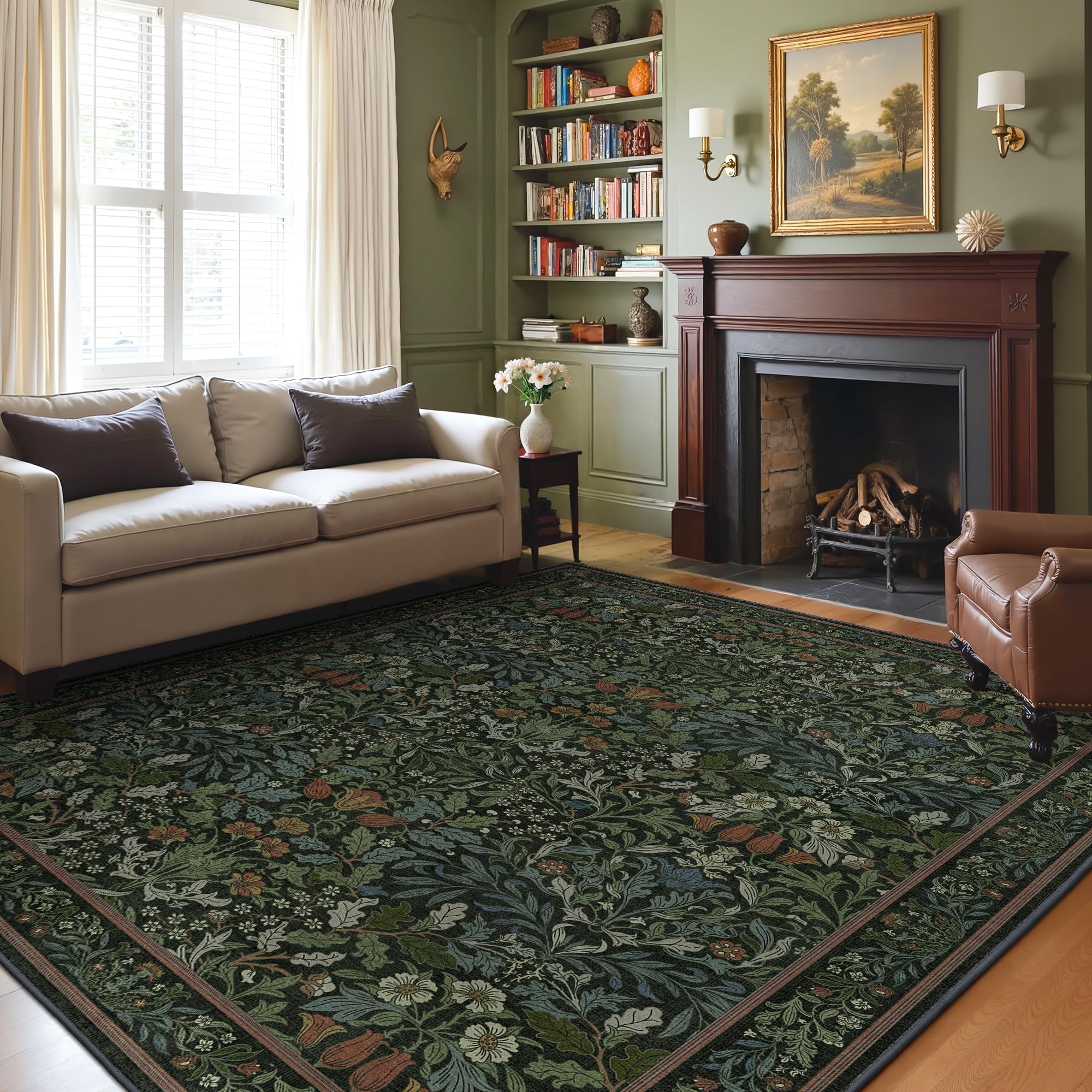 GENIMO 8x10 Washable Floral Rug