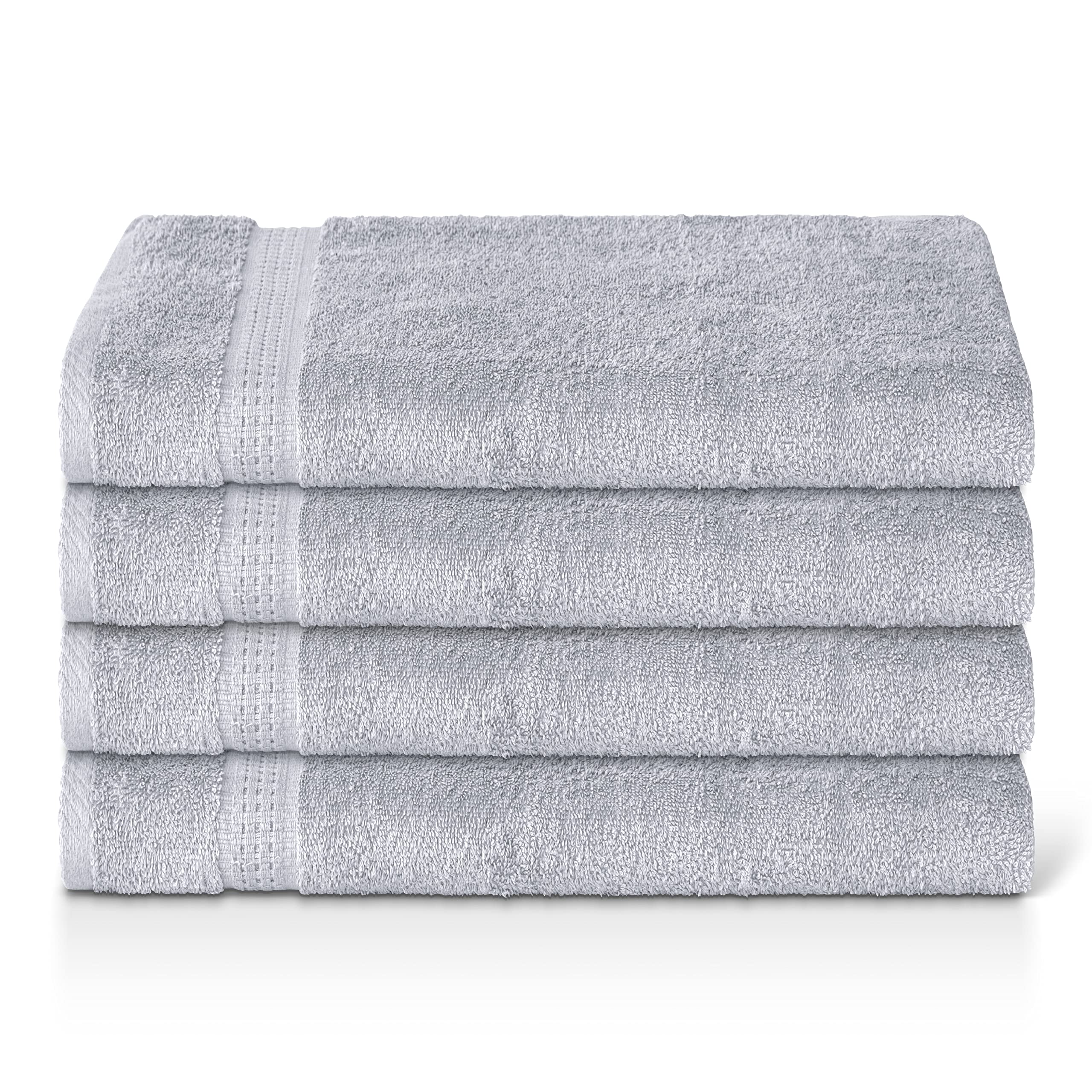 Panzy 100% COTTON 500 GSM ABSORBENT TOWEL SET, QUALITY RINGSPUN 70X140 CM BATH TOWELS & 50X100 HAND TOWEL (4 Hand Towels, Silver)