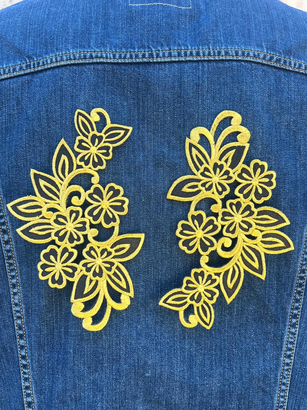 Lot De 6 Patchs Brodés Fleurs Cerisier à Repasser - 28 Cm (11 Pouces) - Pour Personnaliser Vêtements, Jeans, Sacs