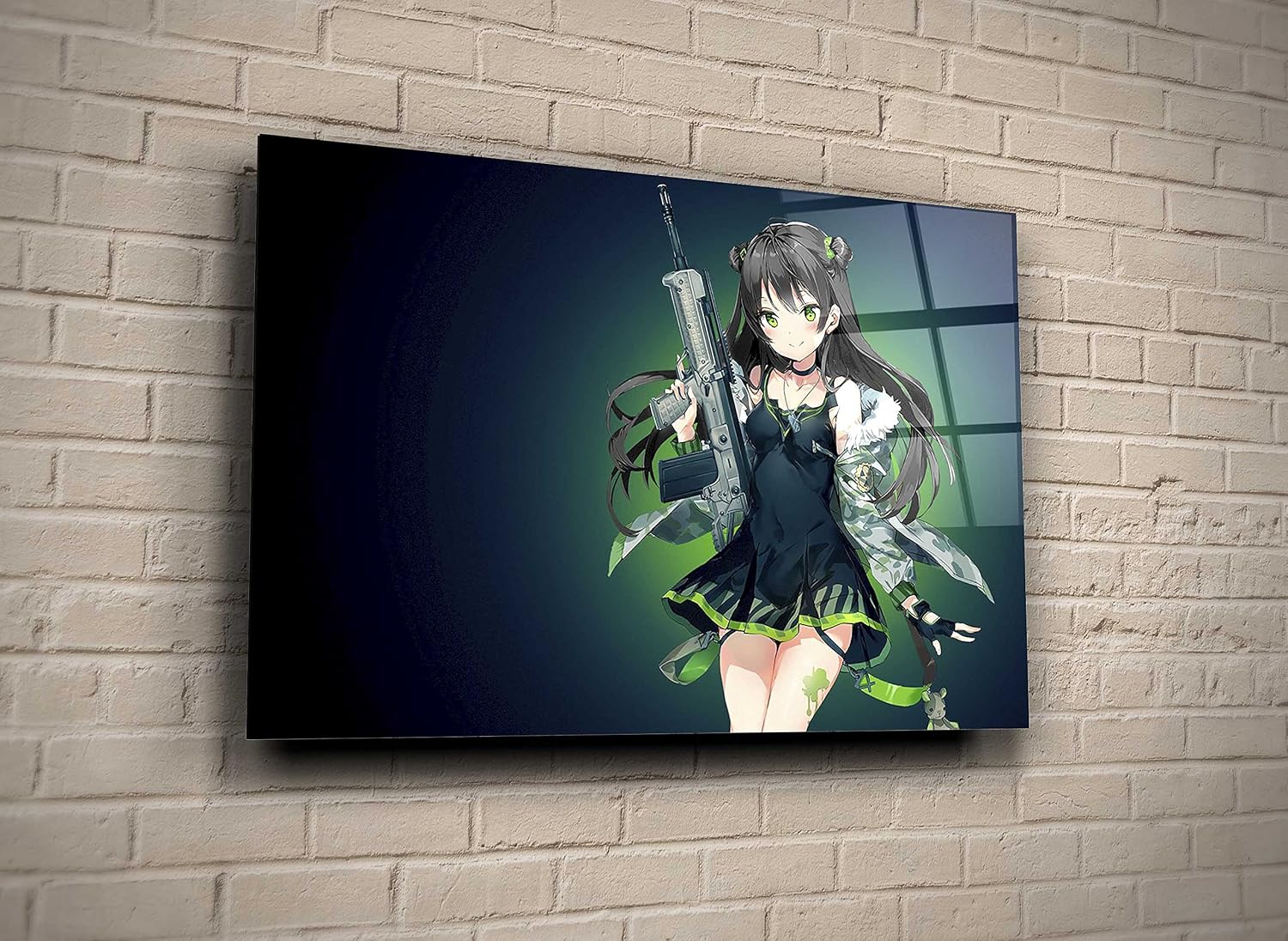 Cute Anime Girl With A Gun Japanese Art Glass Wall Art Modern Home Girls Room Décor Japan Lover Gift