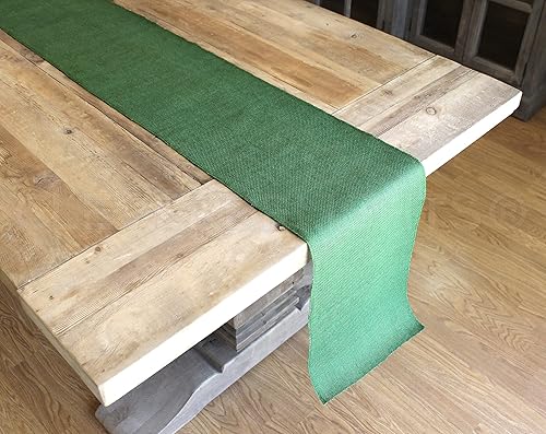 Miniatura 3 de CleverDelights Rollo de arpillera verde de 12 pulgadas, bordes acabados, 5 yardas, tela de arpillera de yute